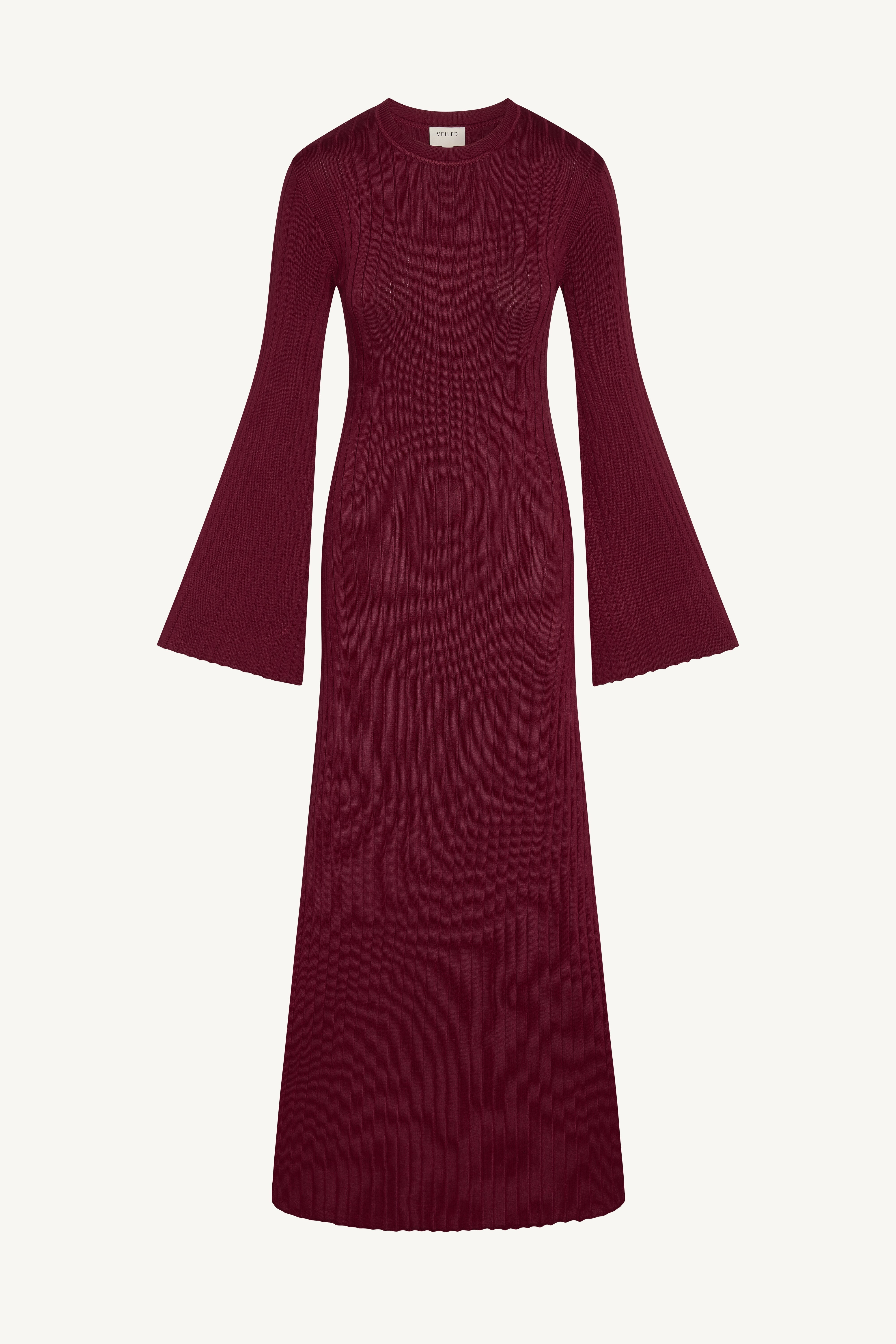 Ribbed Knit Maxi Dress - Fig Abayas Veiled 