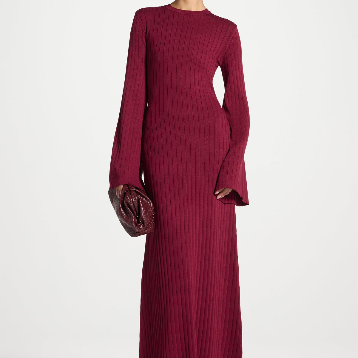 Ribbed Knit Maxi Dress - Fig XL / 54" Ribbed Knit Maxi Dress - Fig XL / 54"