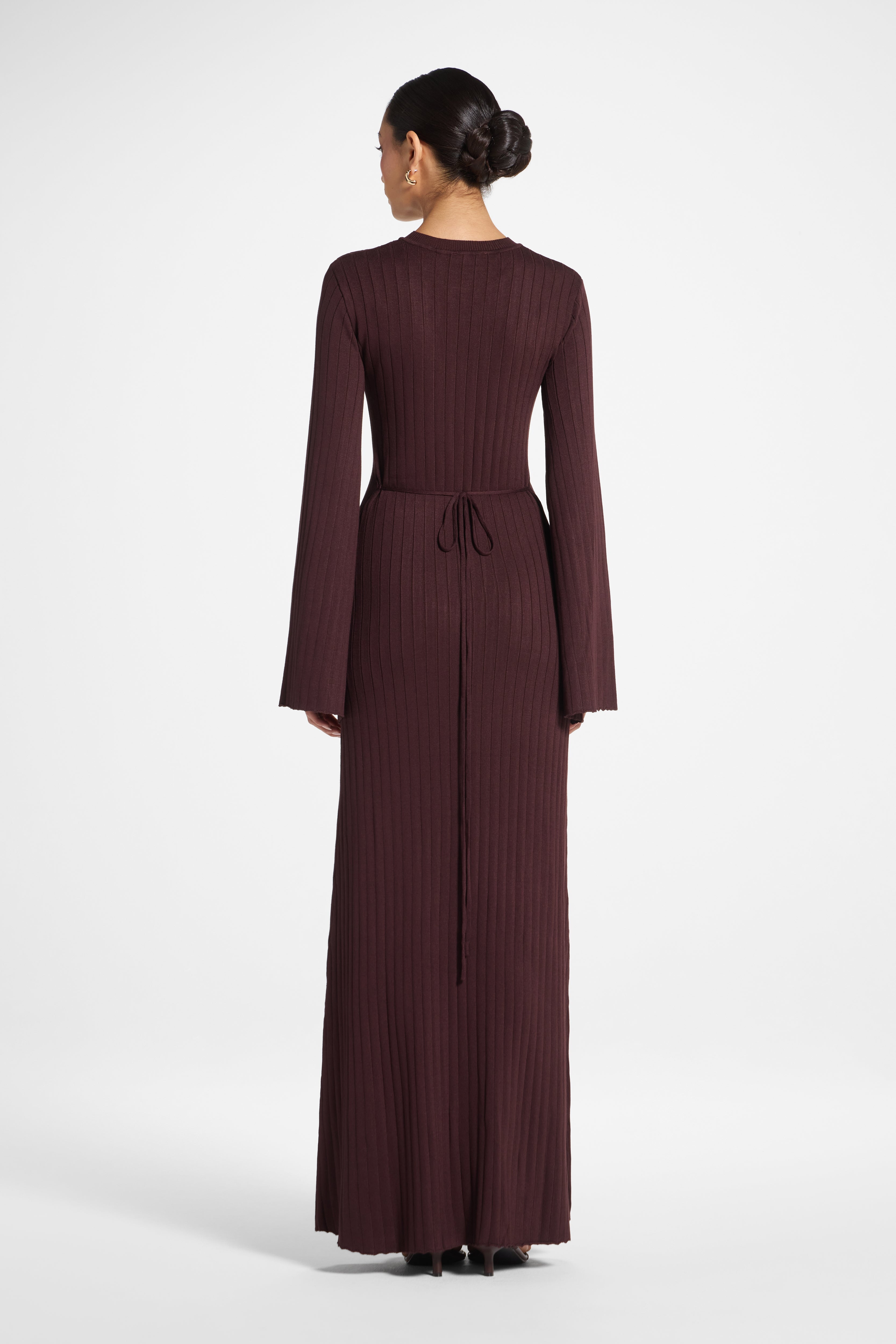 RIbbed Knit Maxi Dress - Ganache Abayas Veiled 