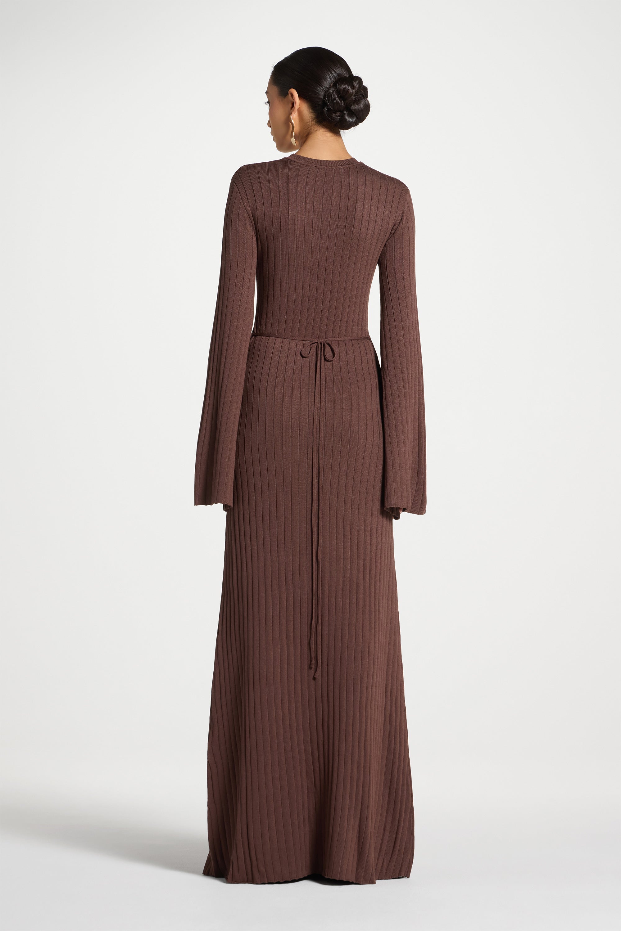 Ribbed Knit Maxi Dress - Qahwah Abayas Veiled 