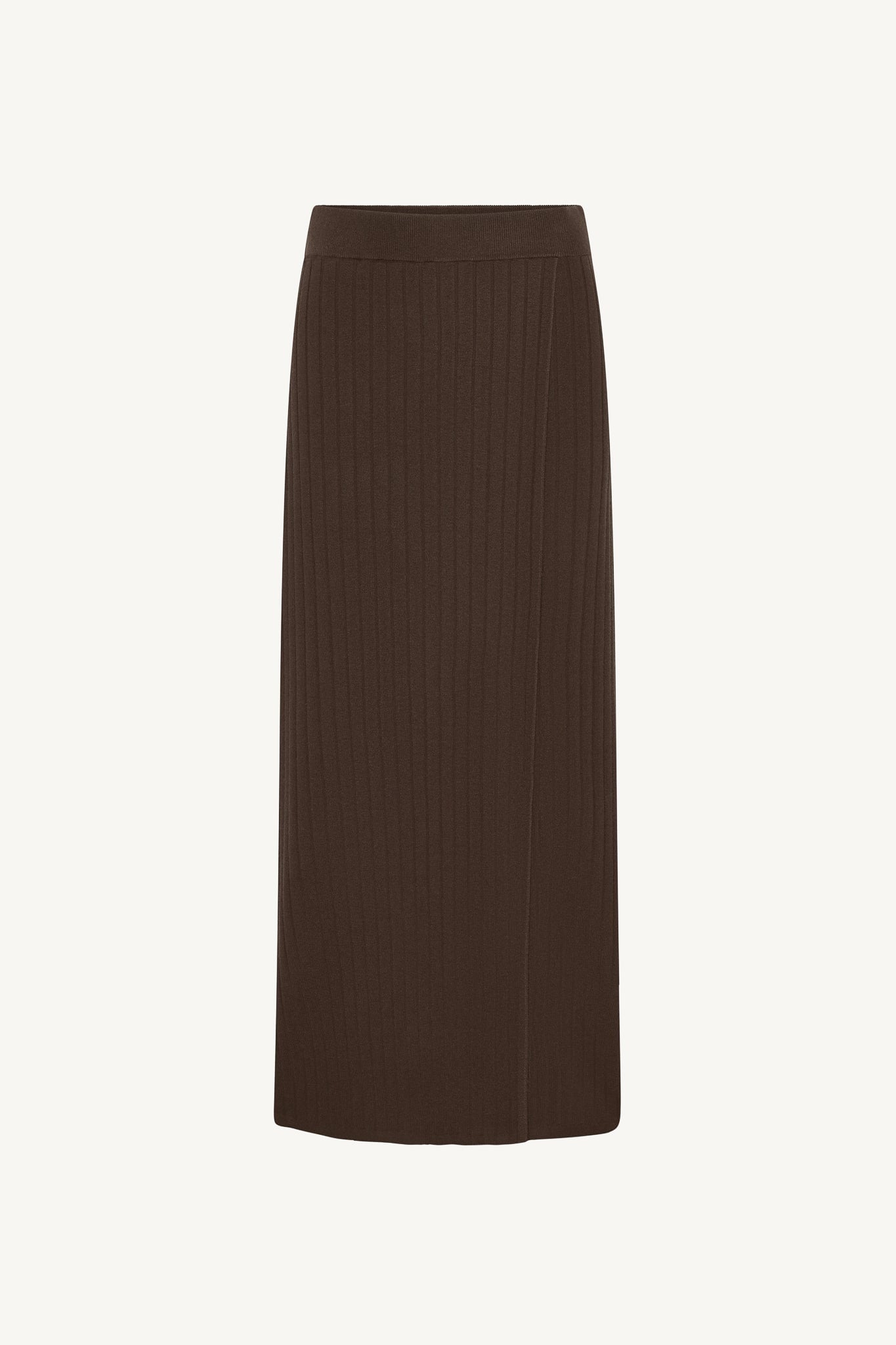 Ribbed Knit Wrap Skirt - Brown Abayas Veiled 
