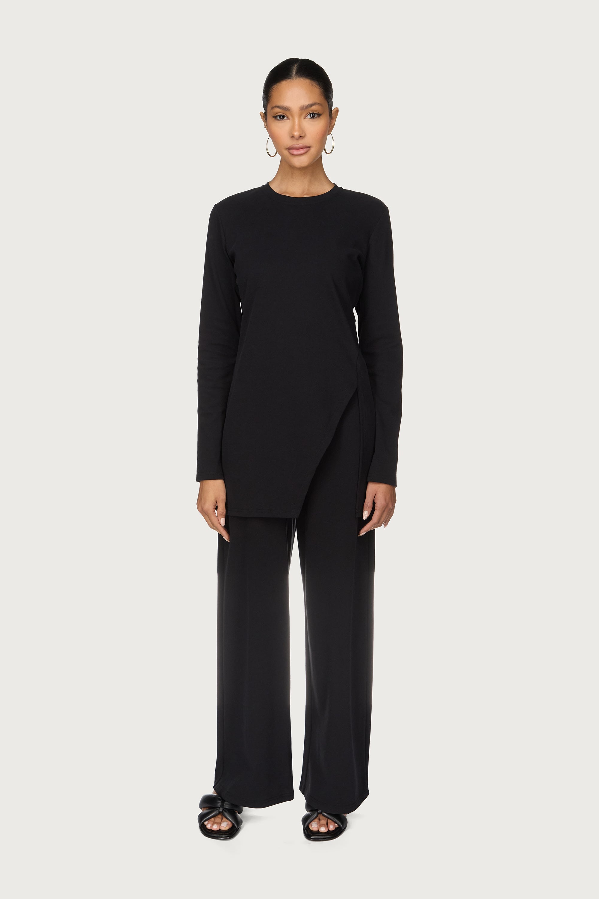 Ribbed Top & Pants Matching Set - Black Abayas Veiled 