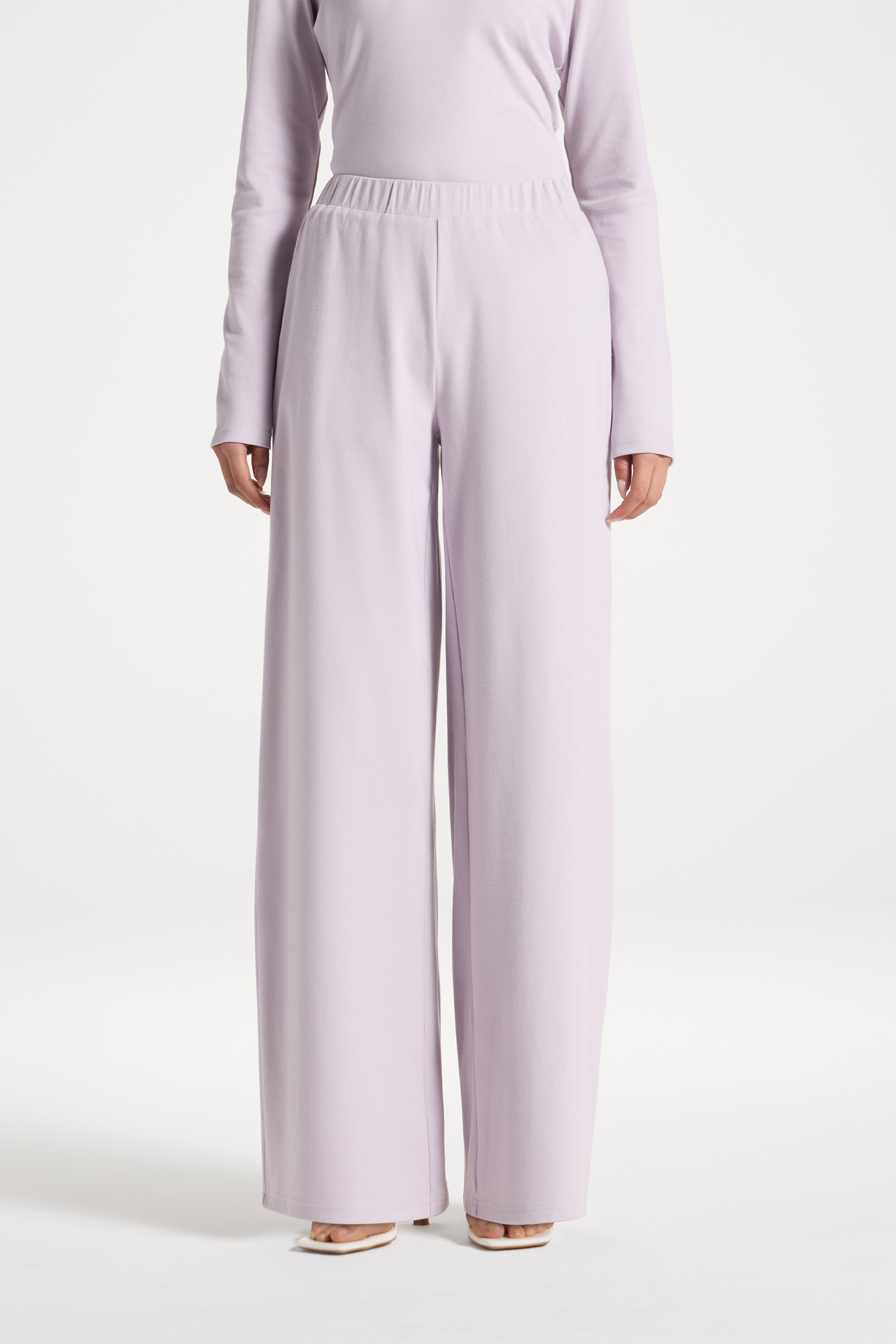 Ribbed Top & Pants Matching Set - Lilac Abayas Veiled 