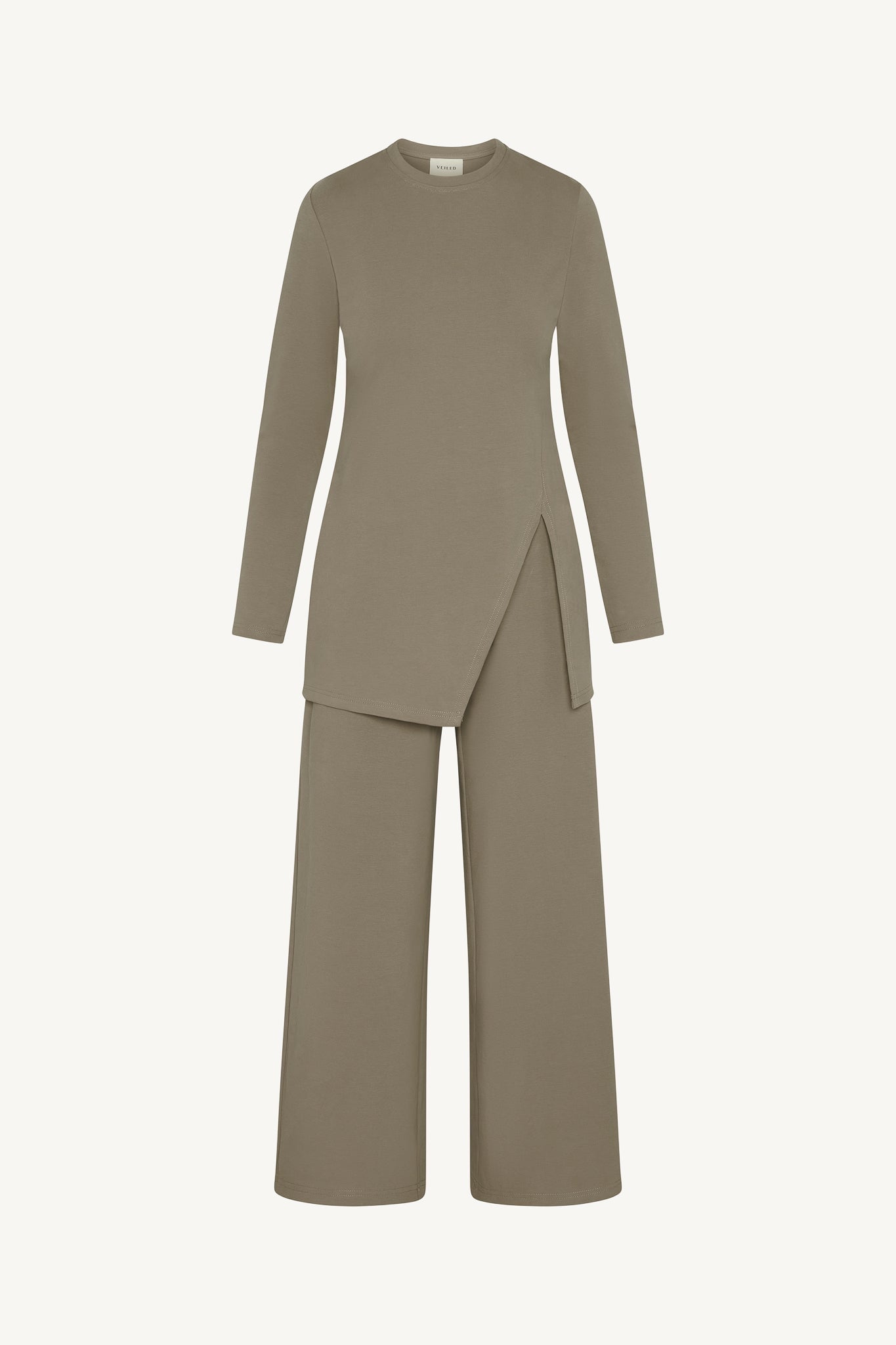 Ribbed Top & Pants Matching Set - Pebble Abayas Veiled 