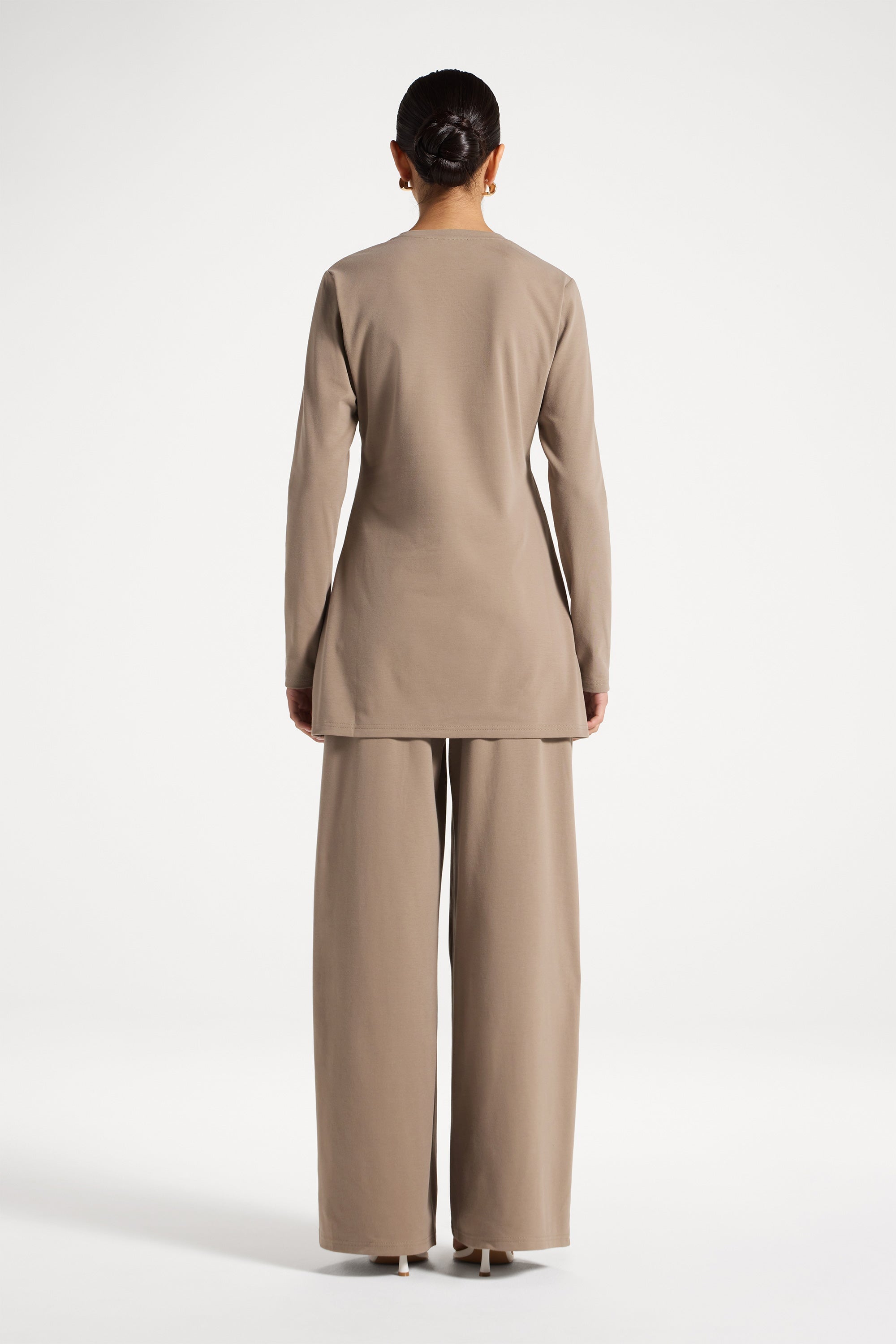 Ribbed Top & Pants Matching Set - Pebble Abayas Veiled 