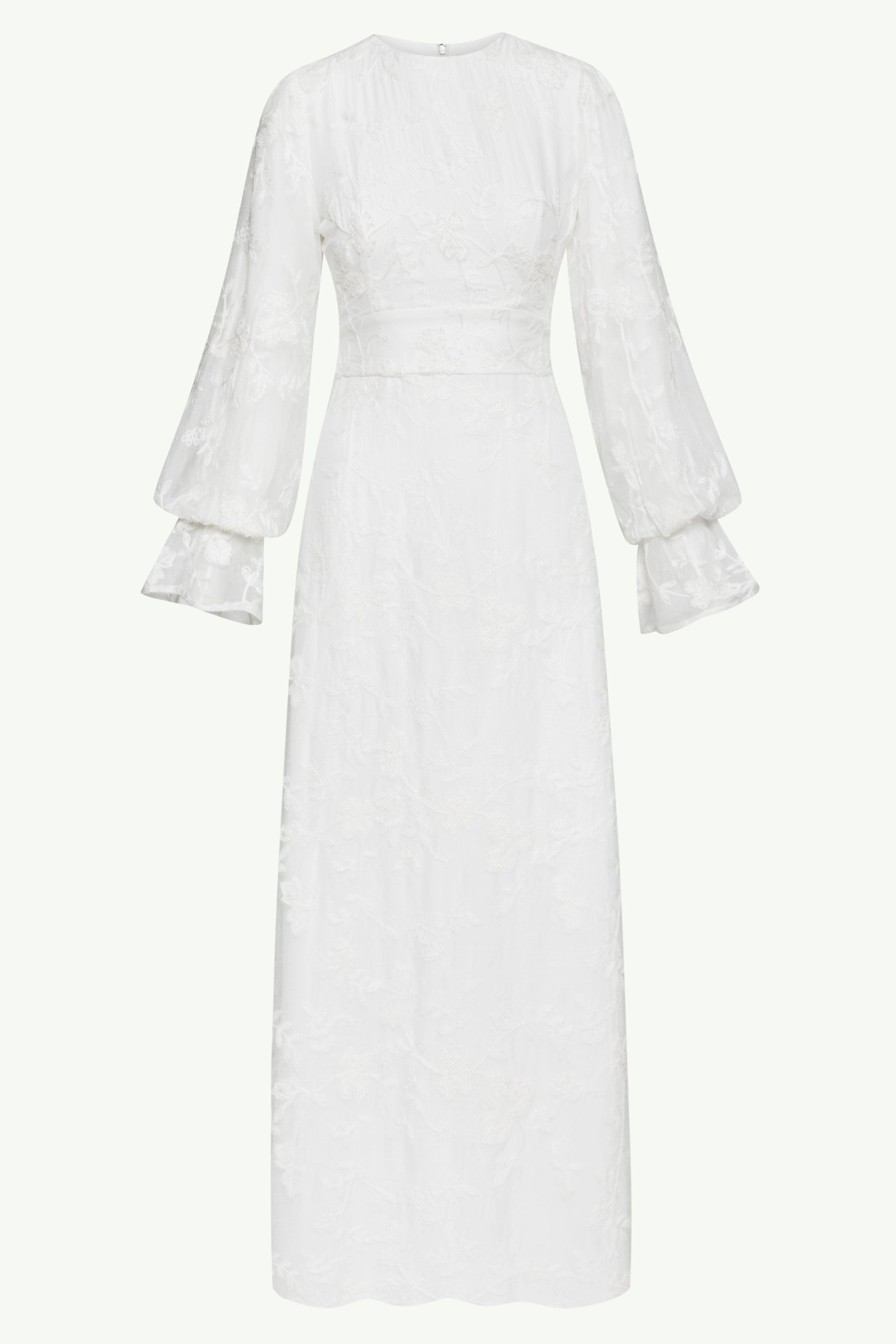 Romaissa White Lace Maxi Dress Clothing Veiled 