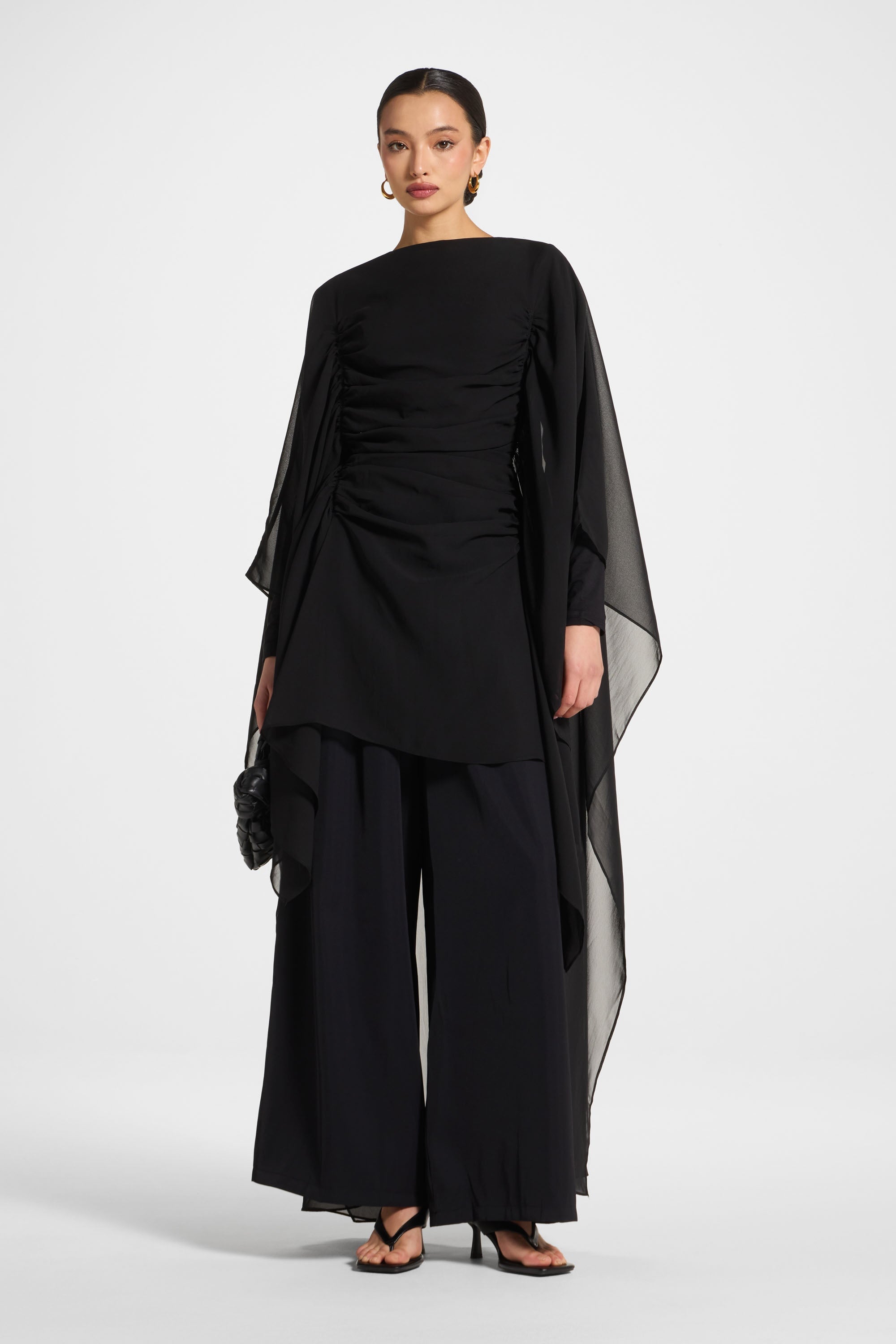 Rouched Cape Top - Black Abayas Veiled 