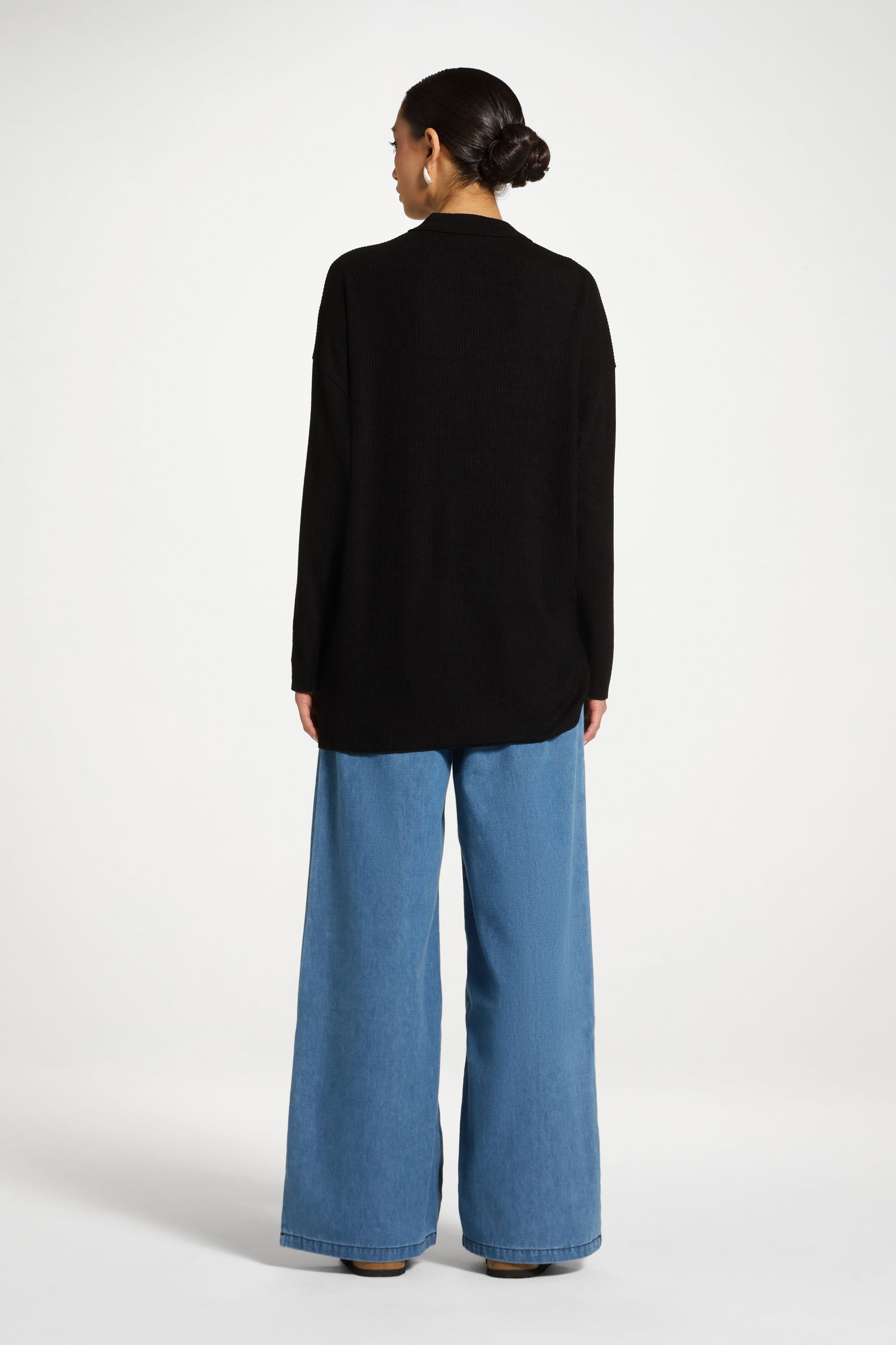 Rouched Knit Tunic - Black Abayas Veiled 