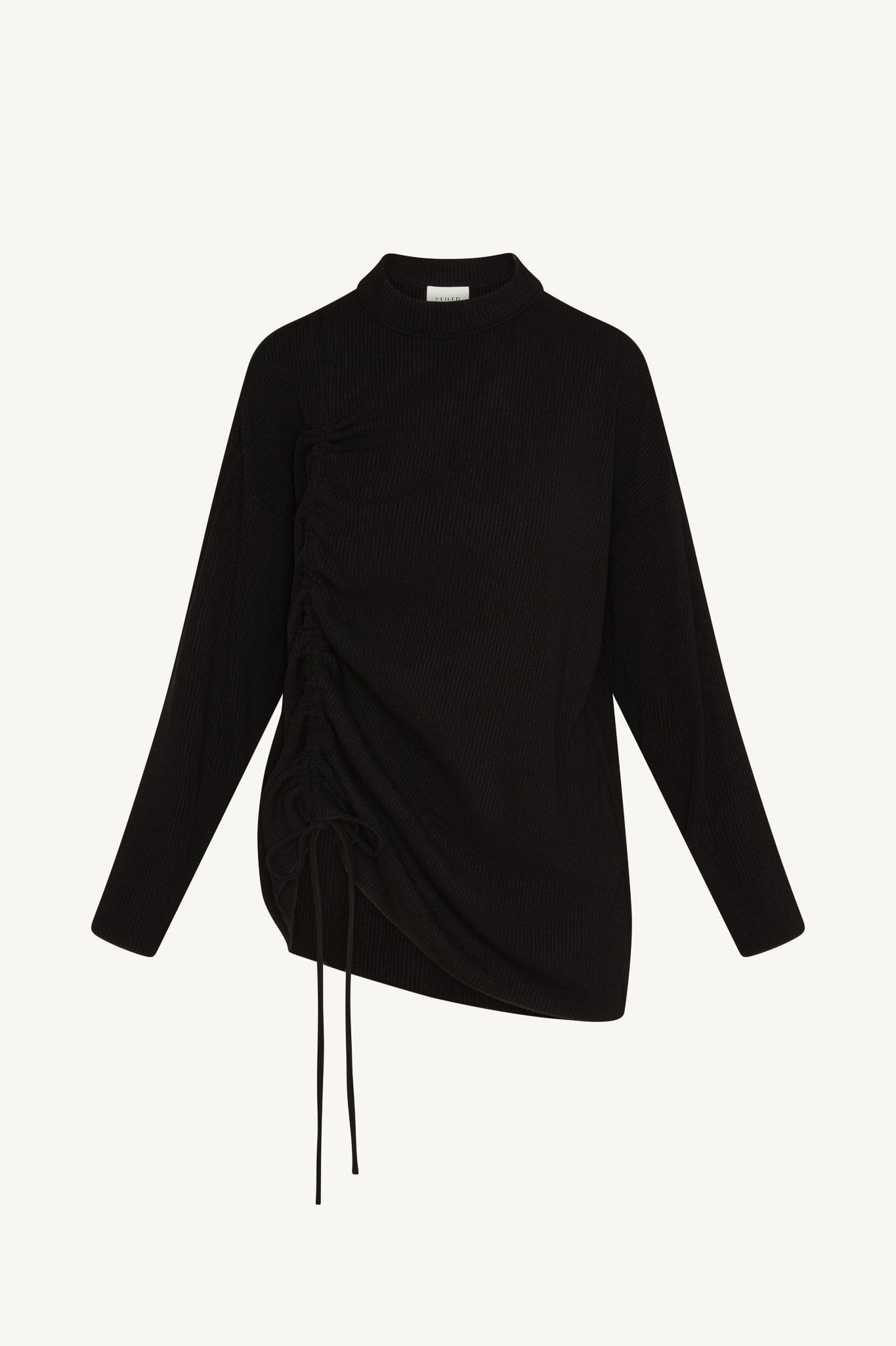 Rouched Knit Tunic - Black Abayas Veiled 