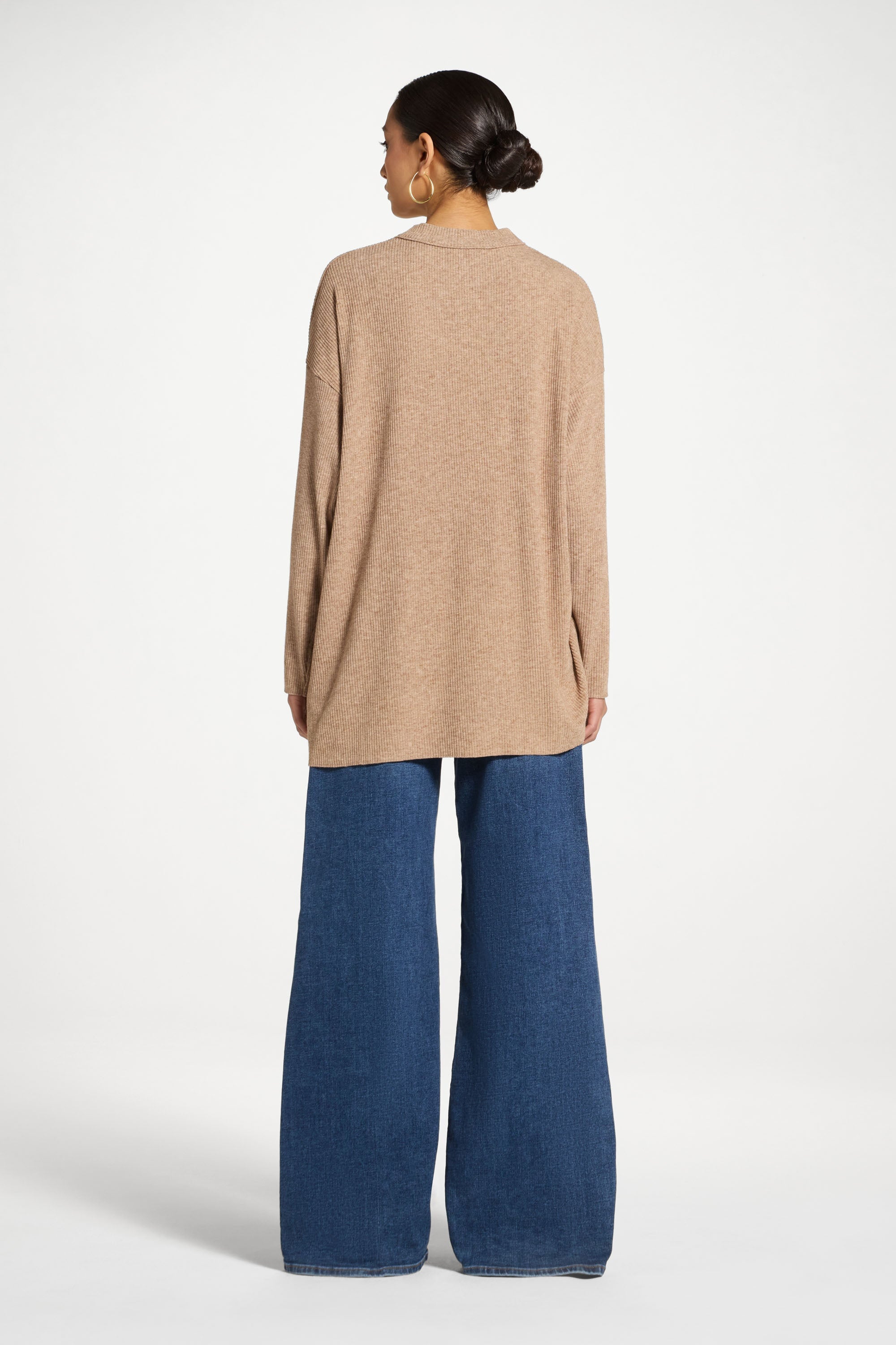 Rouched Knit Tunic - Brown Abayas Veiled 