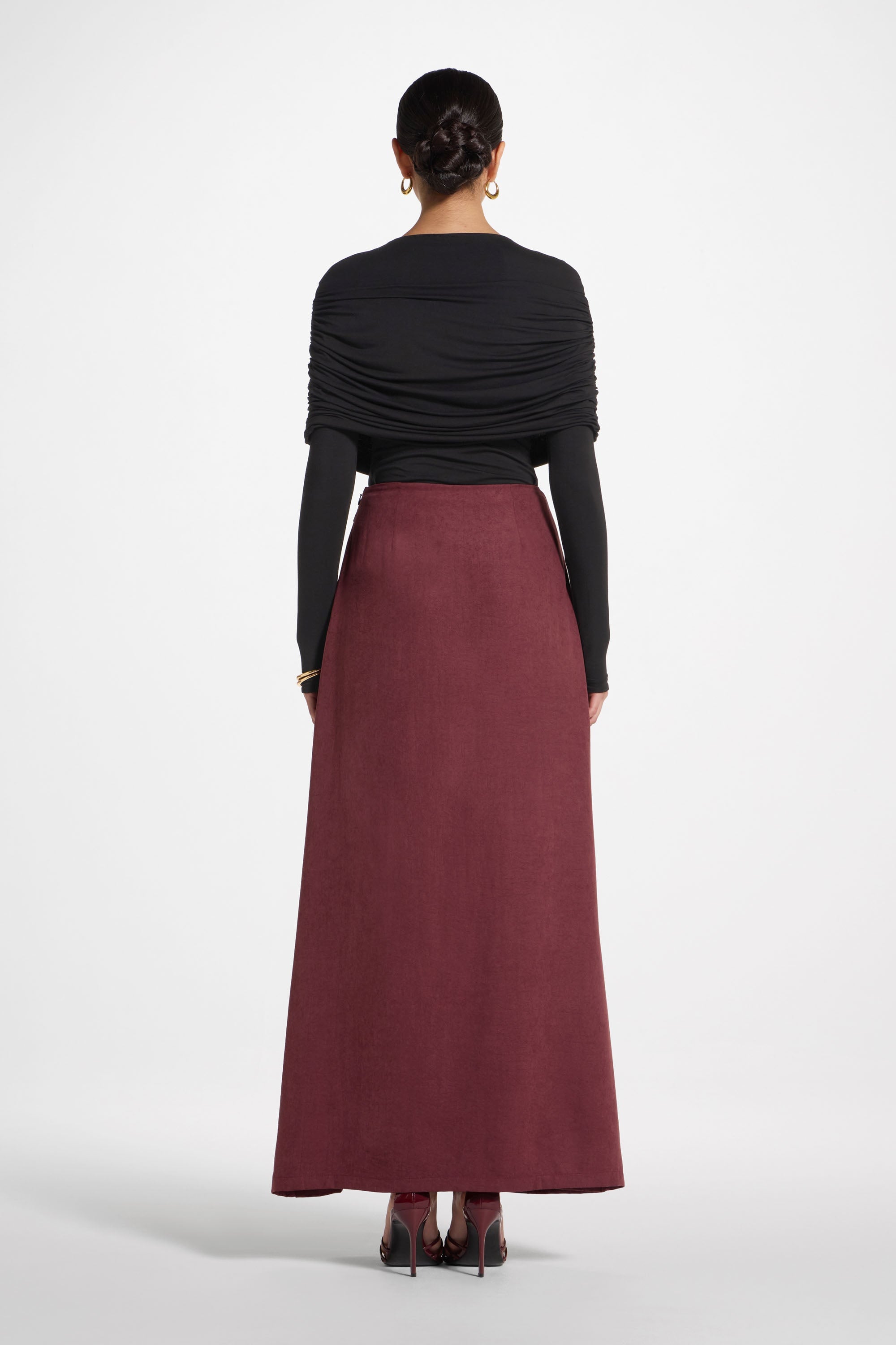 Rouched Shoulder Top - Black Abayas Veiled 