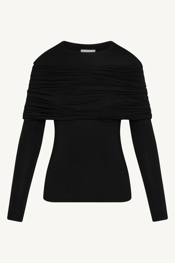 Rouched Shoulder Top - Black Abayas Veiled 