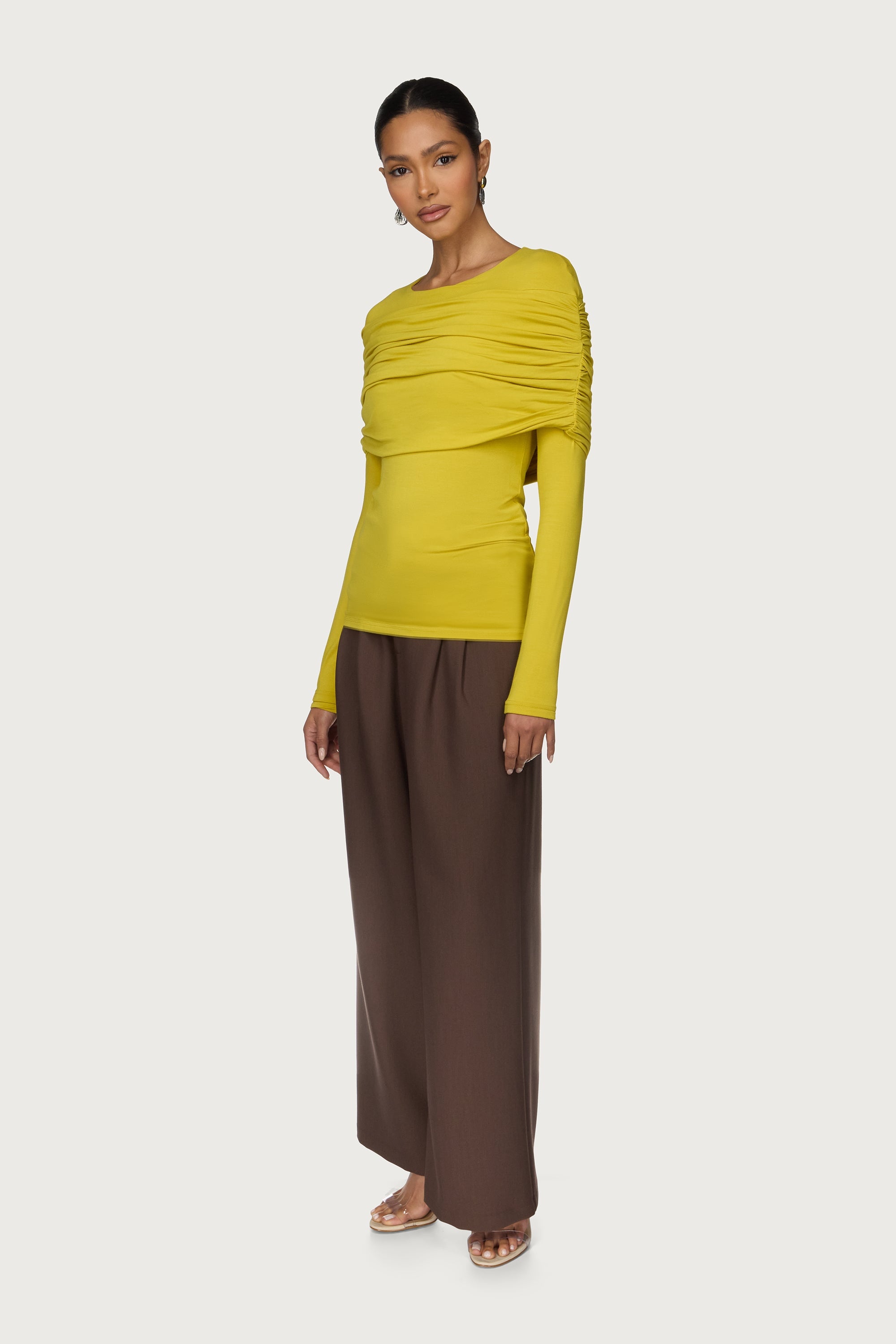 Rouched Shoulder Top - Golden Kiwi Abayas Veiled 