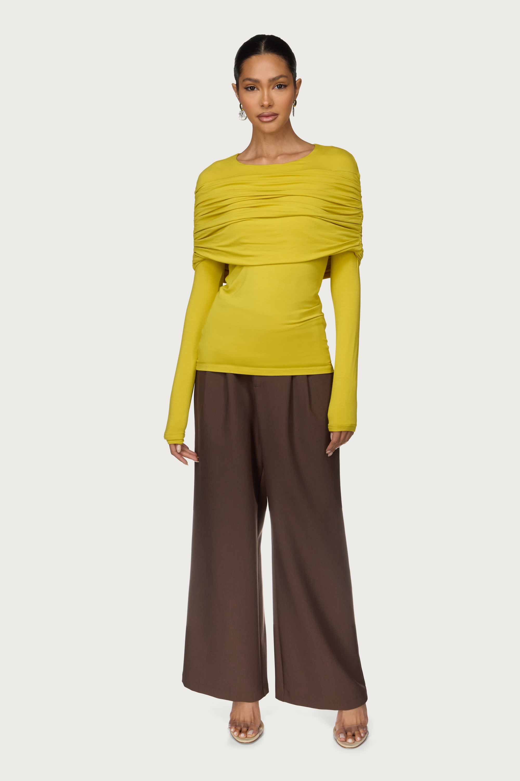 Rouched Shoulder Top - Golden Kiwi Abayas Veiled 