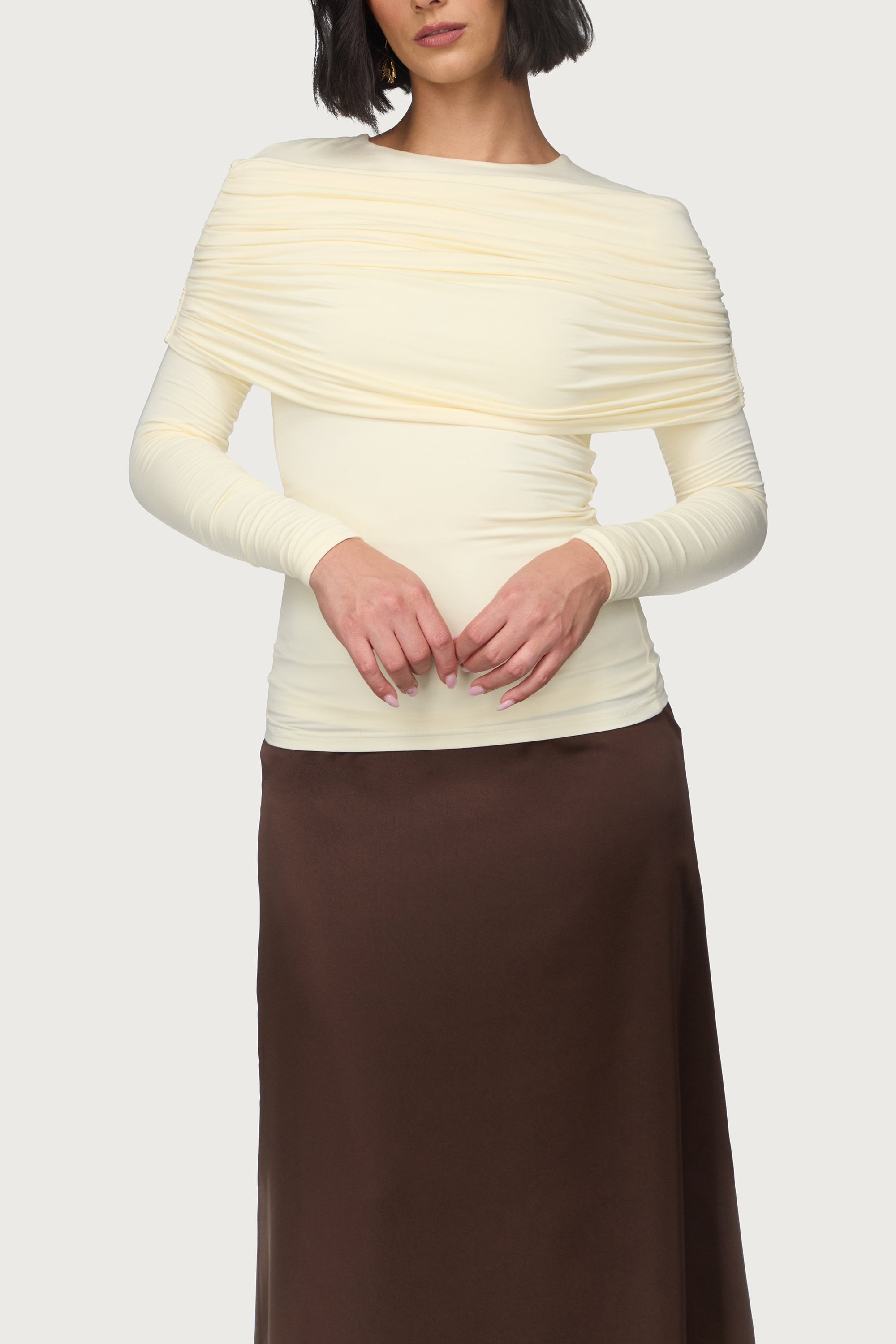 Rouched Shoulder Top - Moonlight