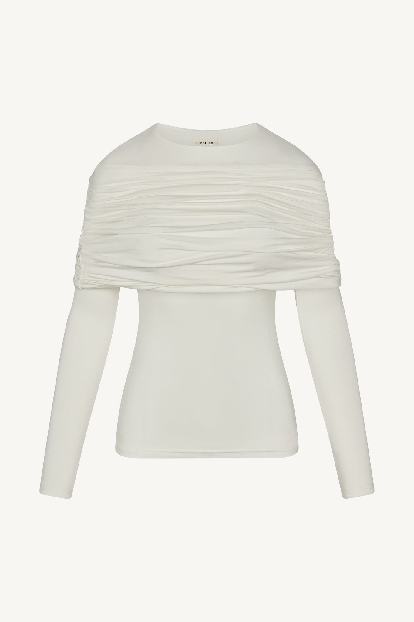 Rouched Shoulder Top - White Abayas Veiled 