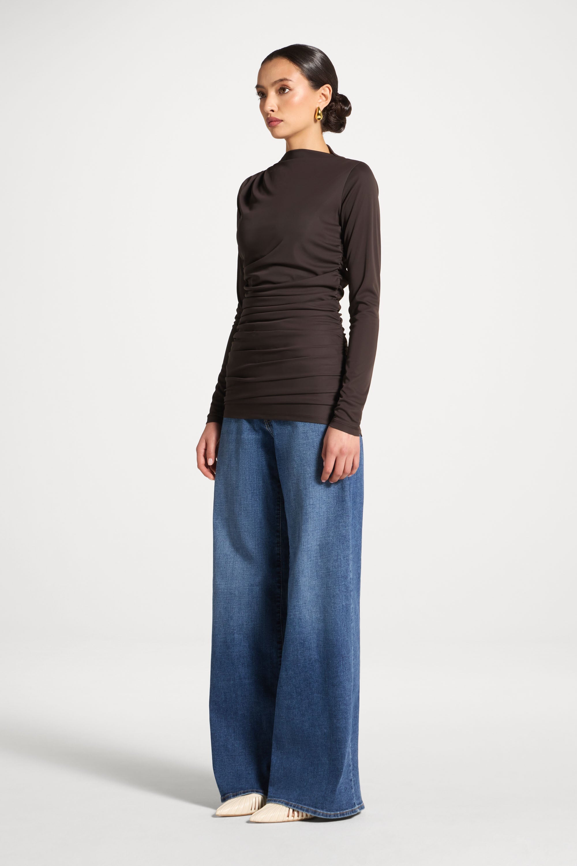 Rouched Top - Chocolate Abayas Veiled 