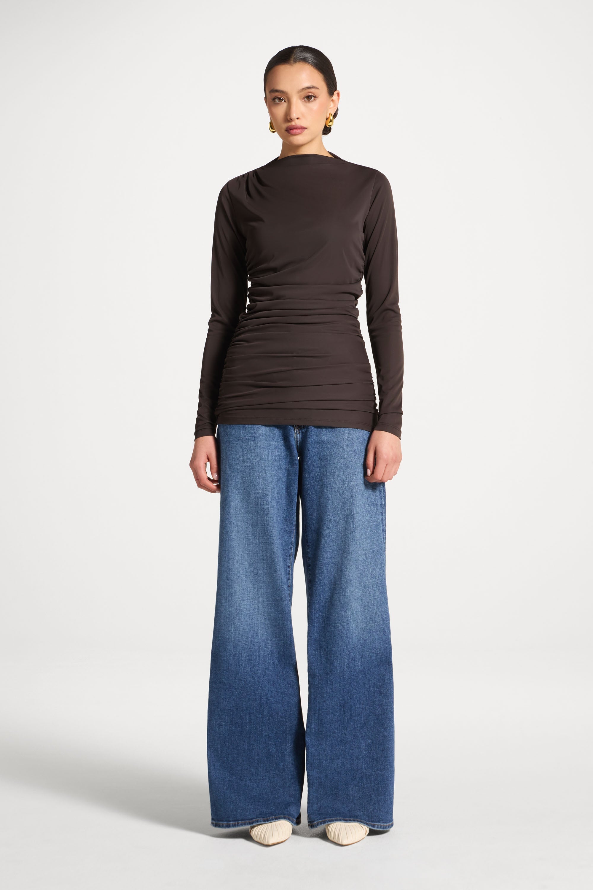 Rouched Top - Chocolate Abayas Veiled 