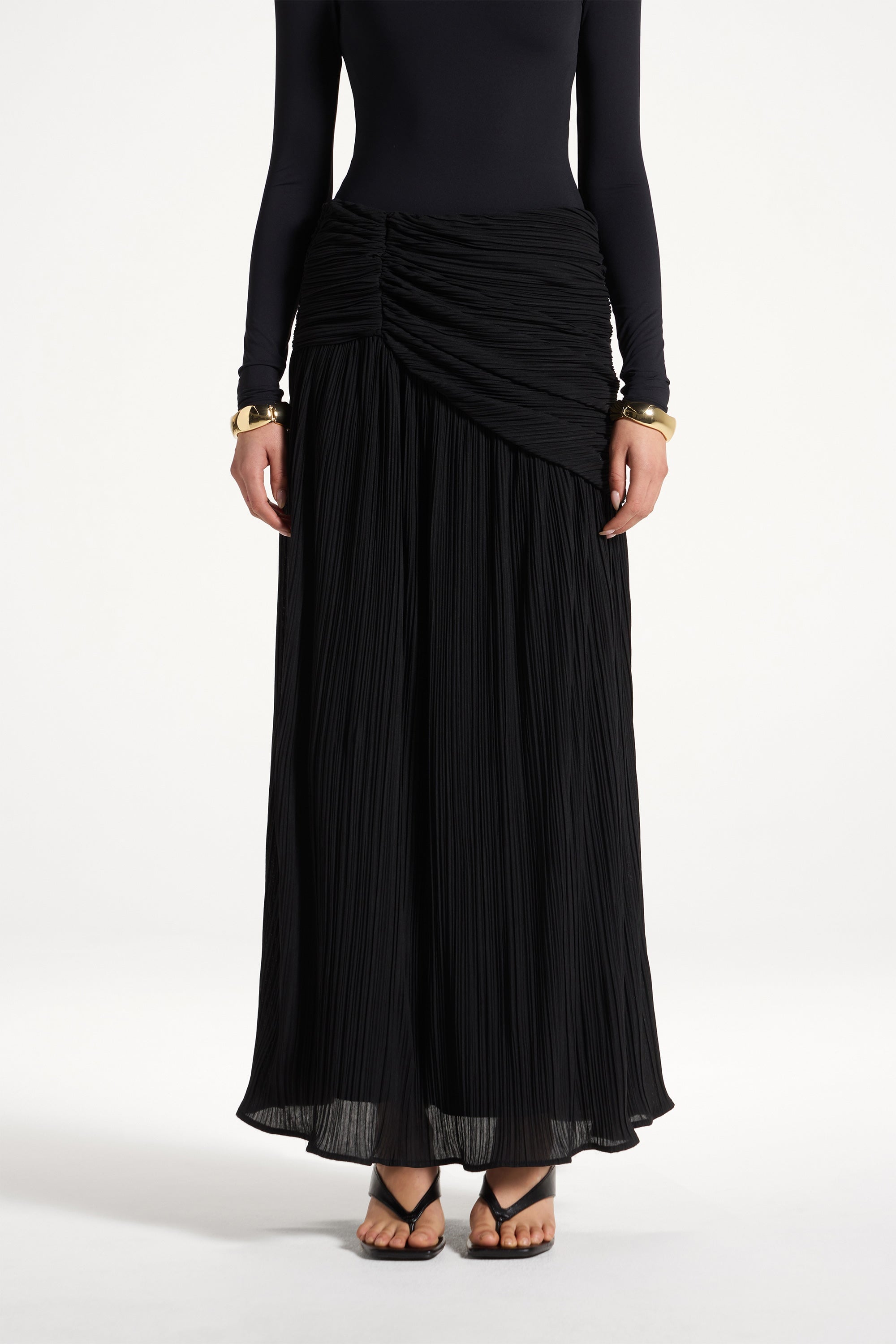 Rouched Waist Pleated Maxi Skirt Abayas Veiled 