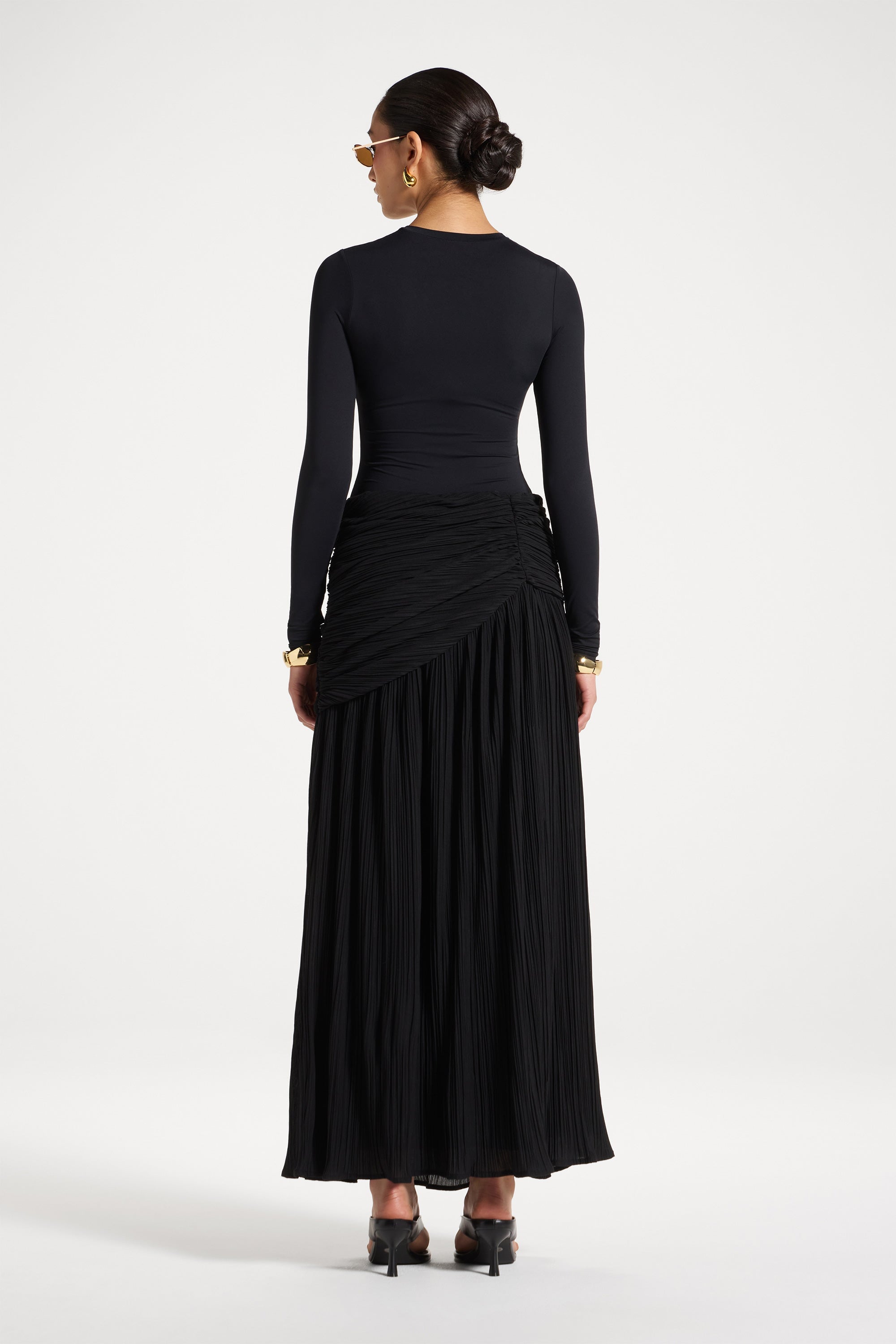 Rouched Waist Pleated Maxi Skirt Abayas Veiled 