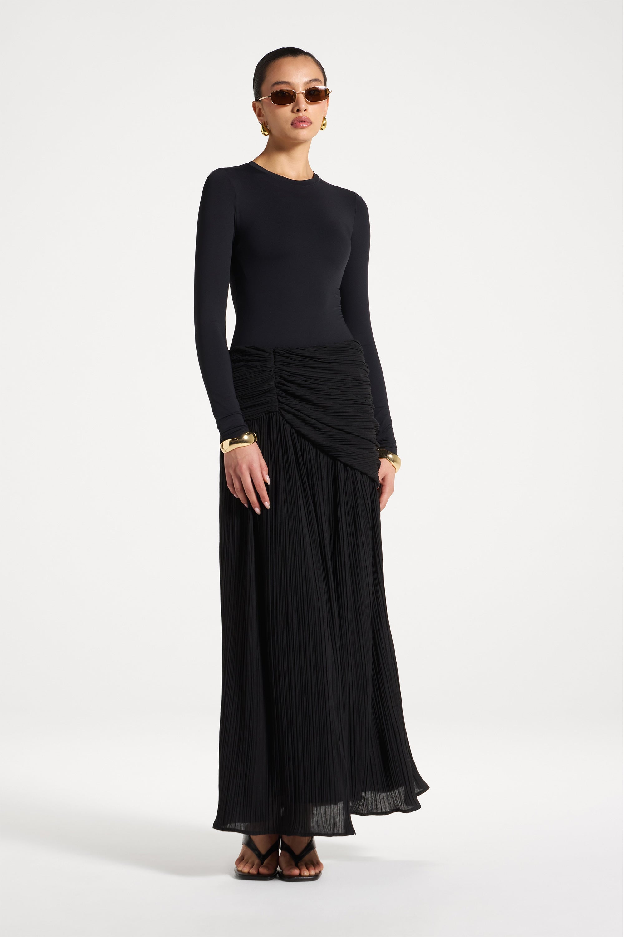 Rouched Waist Pleated Maxi Skirt Abayas Veiled 