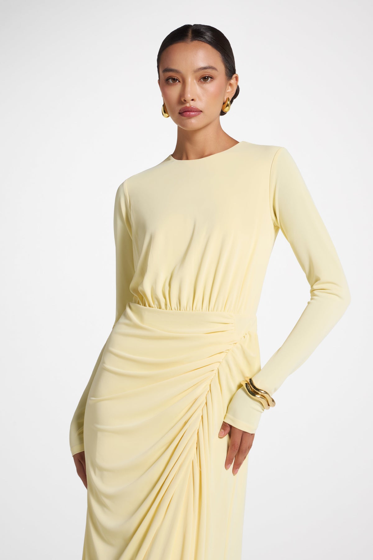 Rouched Wrap Maxi Dress - Anise Flower Abayas Veiled 