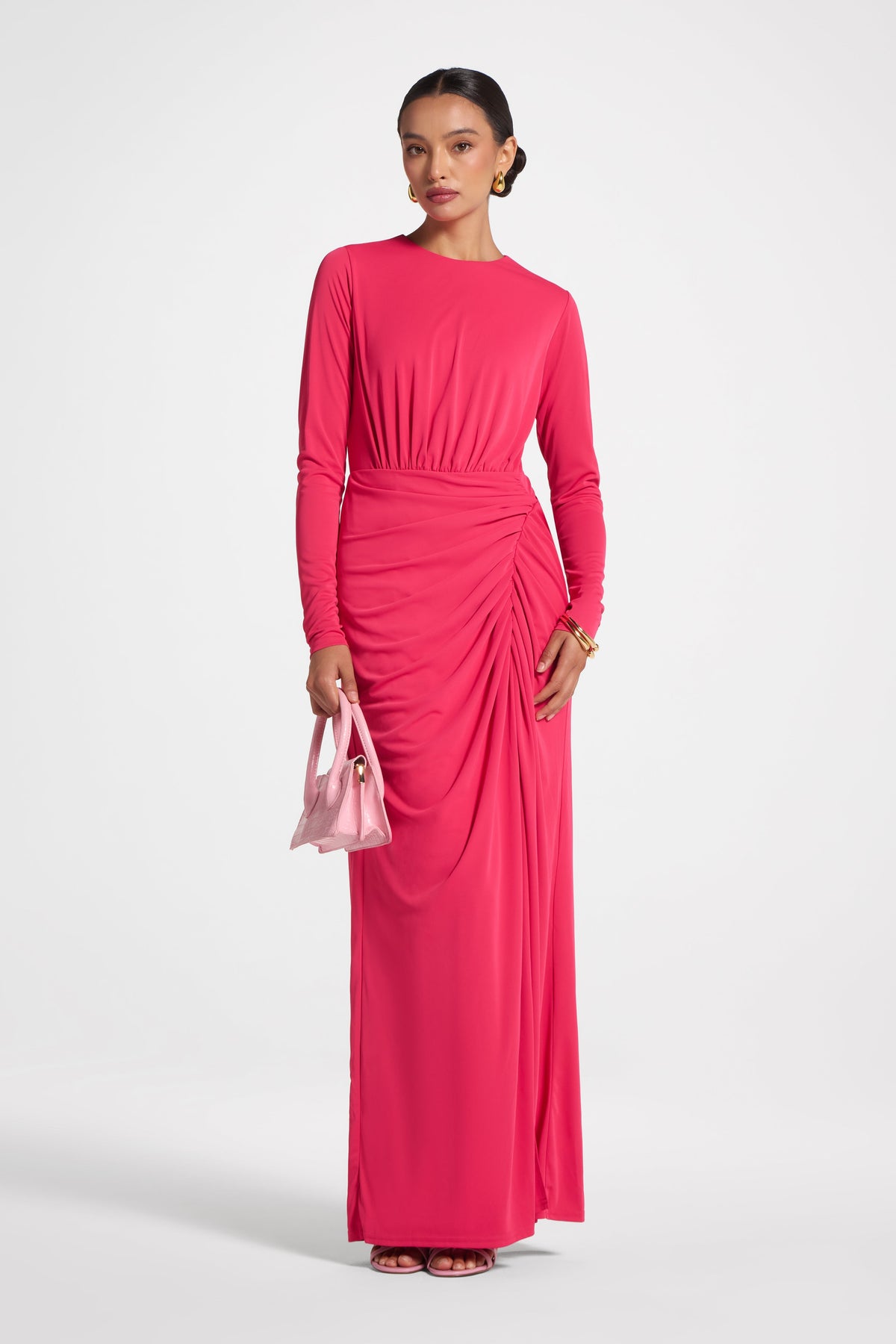 Rouched Wrap Maxi Dress - Azalea Abayas Veiled 