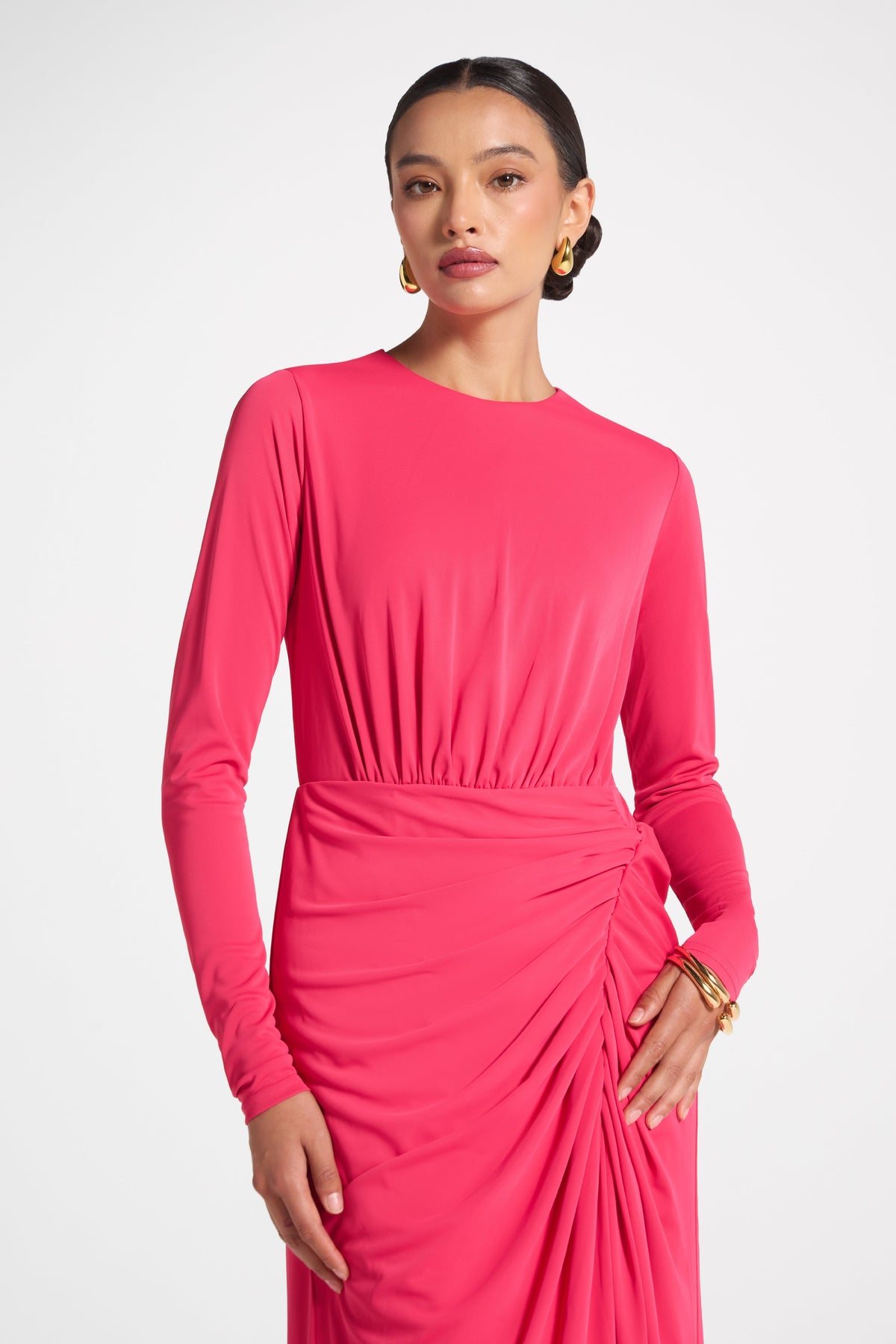 Rouched Wrap Maxi Dress - Azalea Abayas Veiled 