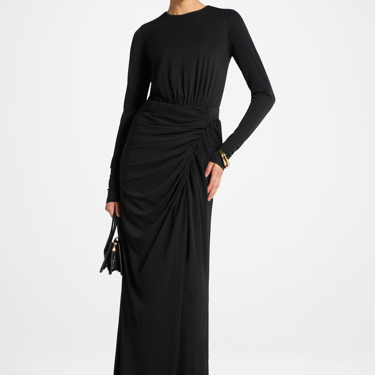 maxi wrap dress black Black long sleeve Wrap Maxi Dress
