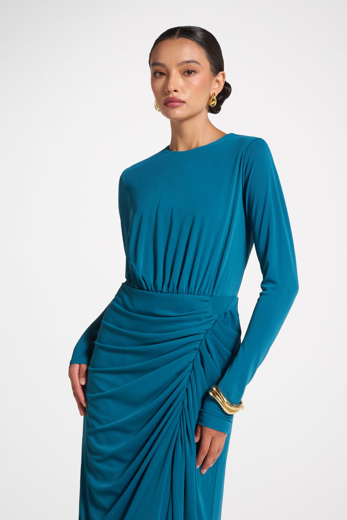 Rouched Wrap Maxi Dress - Corsair Abayas Veiled 