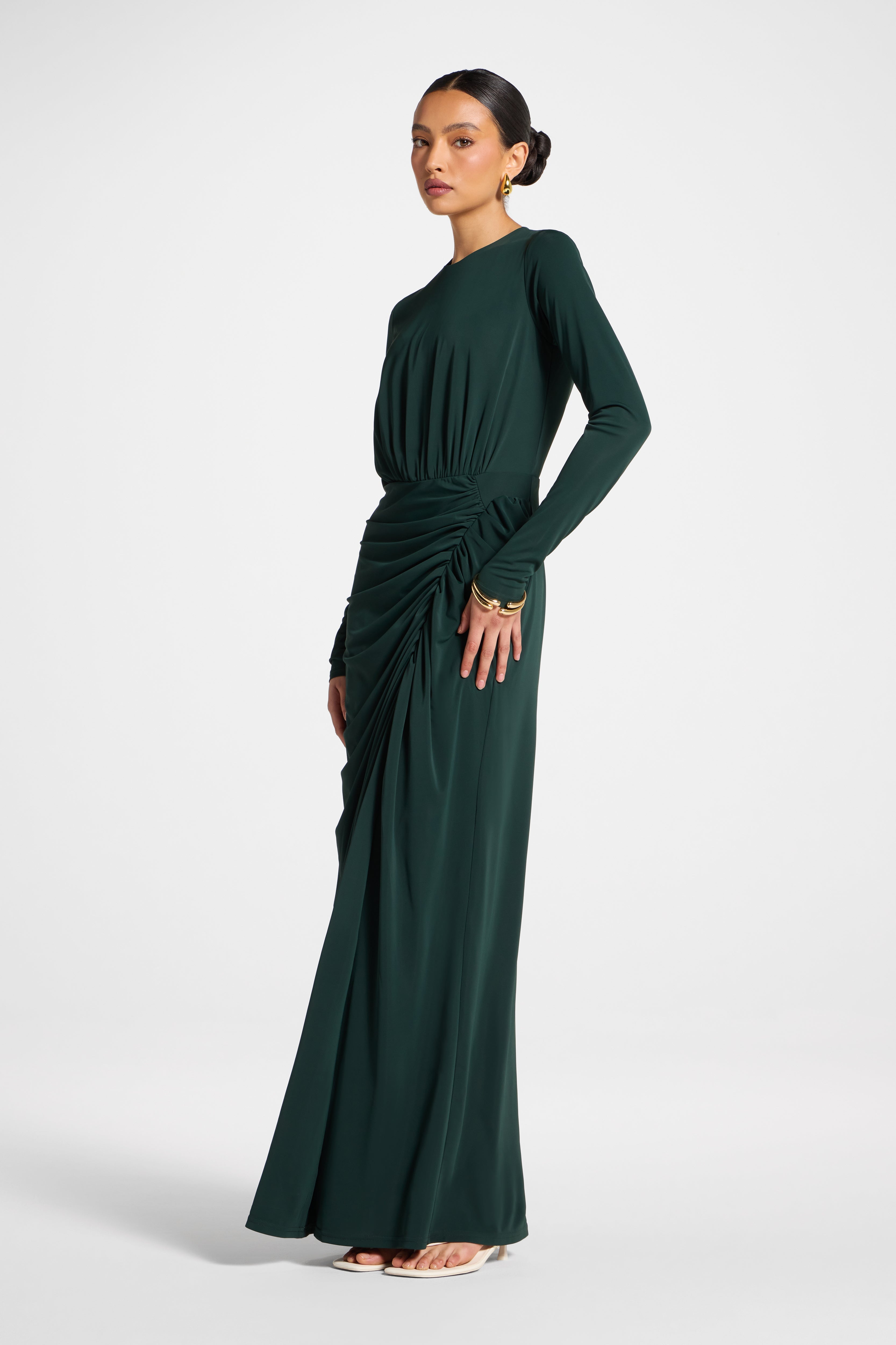 Rouched Wrap Maxi Dress - Scarab Abayas Veiled 