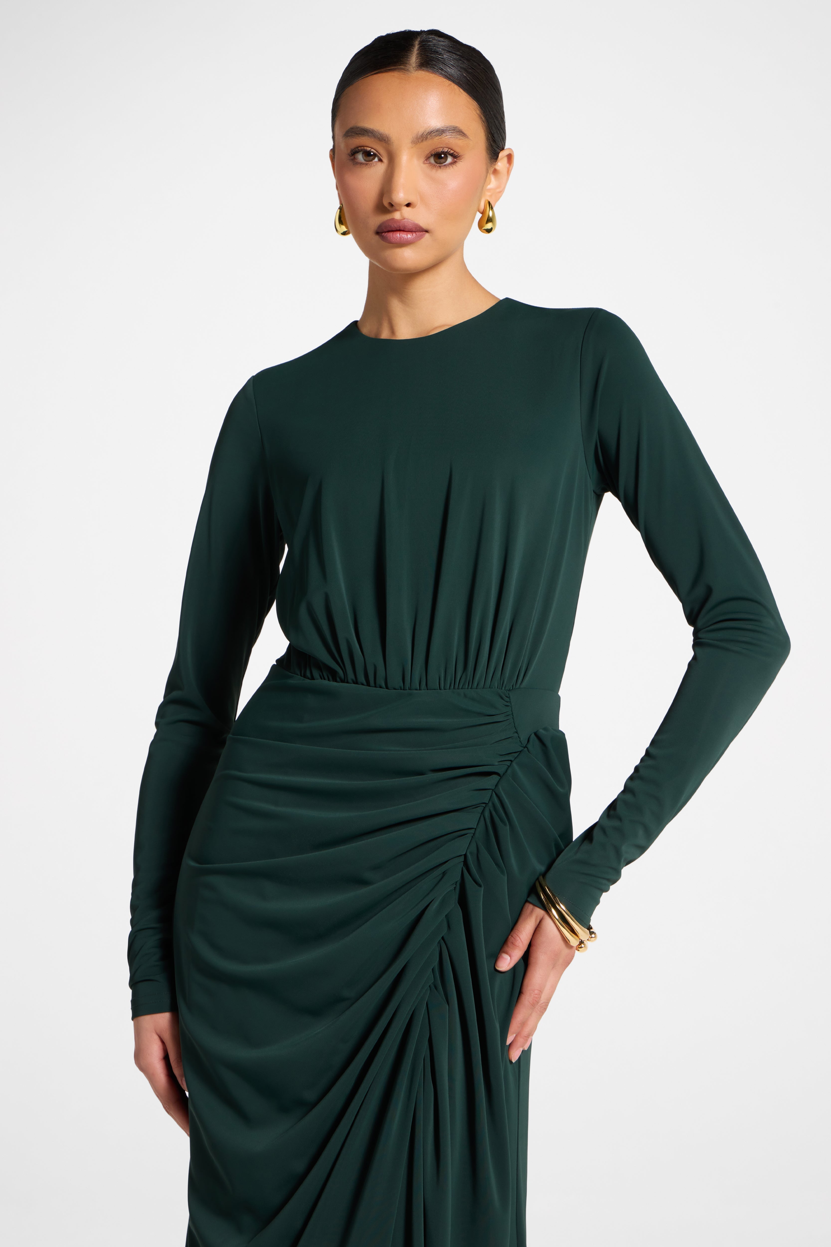 Rouched Wrap Maxi Dress - Scarab Abayas Veiled 
