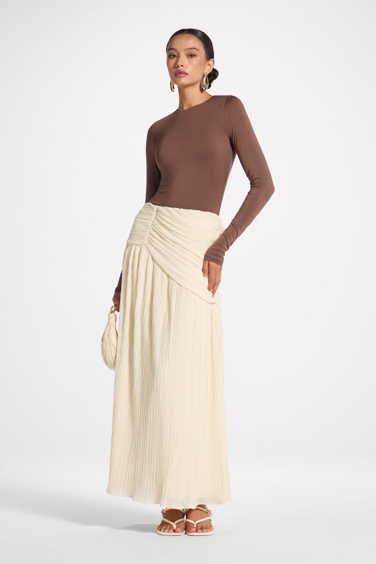 Ruched Panel Maxi Skirt - Moonlight Skirt Veiled 