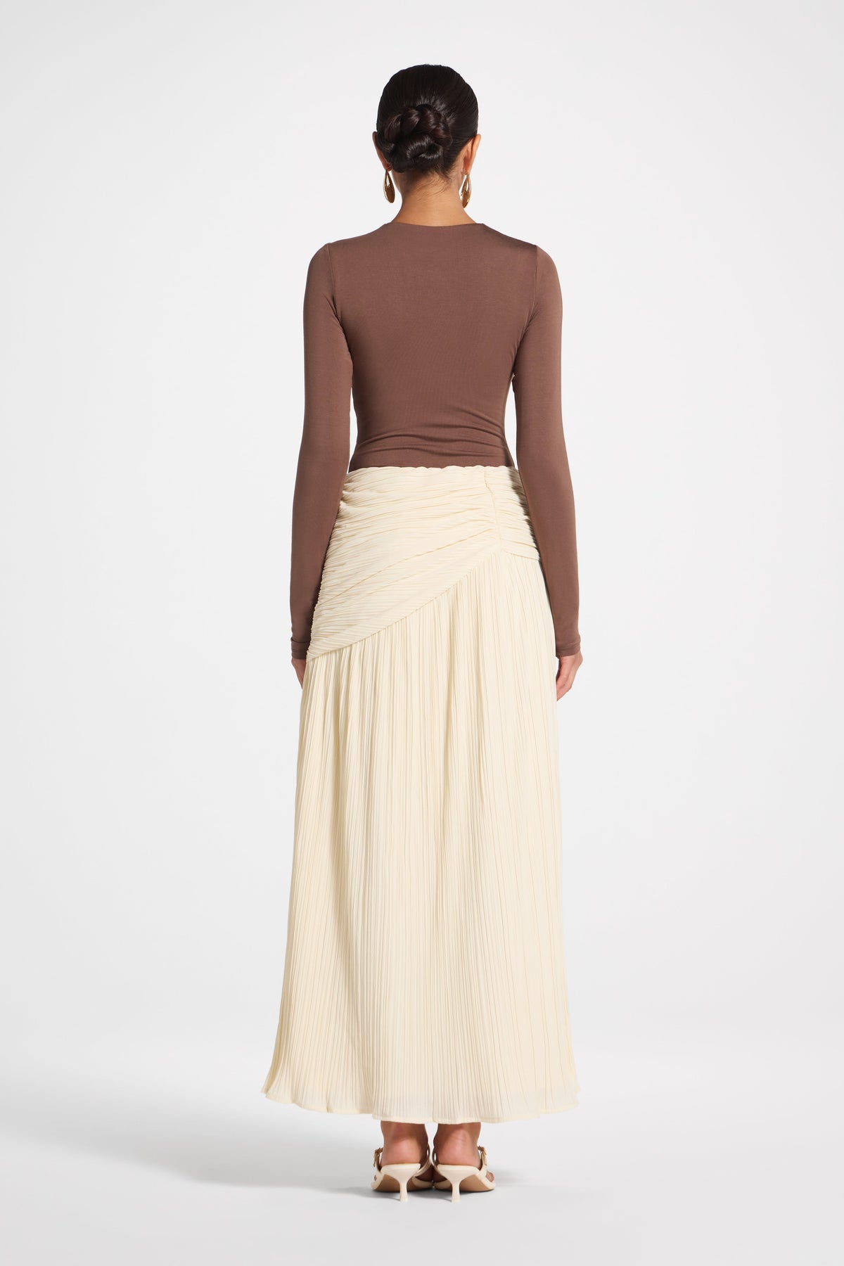 Ruched Panel Maxi Skirt - Moonlight Skirt Veiled 