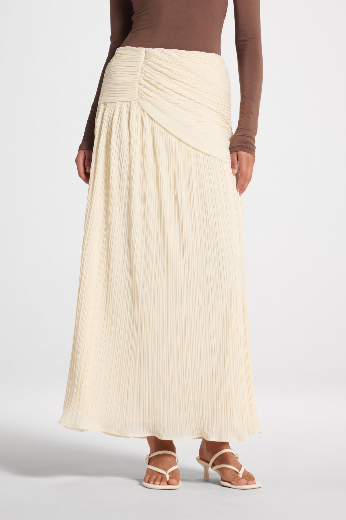 Ruched Panel Maxi Skirt - Moonlight Skirt Veiled 