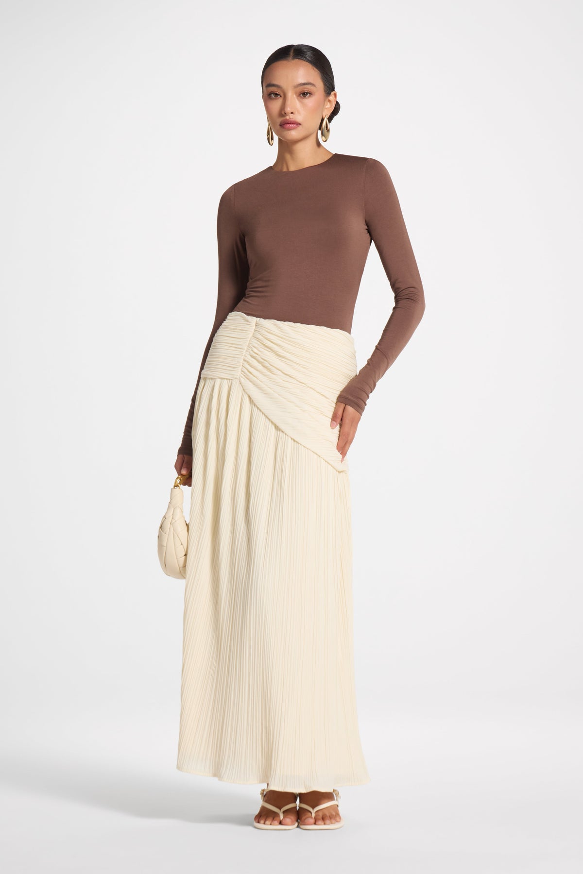 Ruched Panel Maxi Skirt - Moonlight Skirt Veiled 