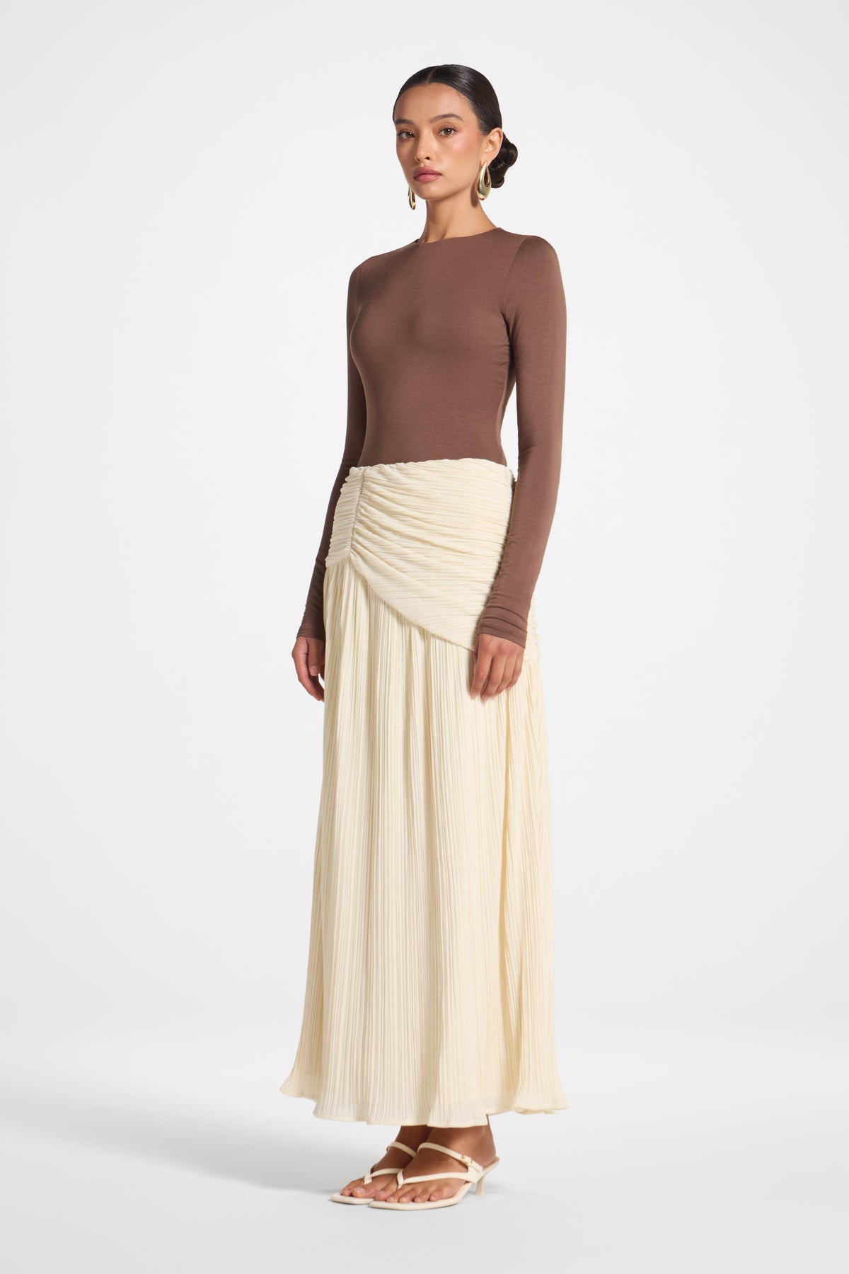 Ruched Panel Maxi Skirt - Moonlight Skirt Veiled 