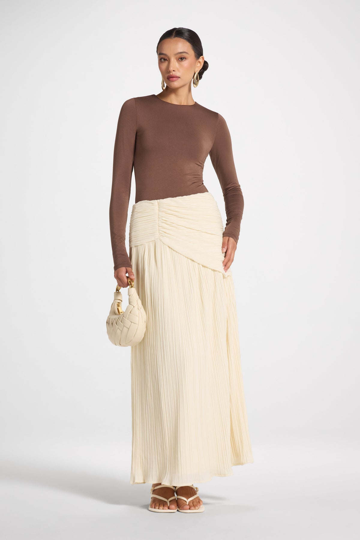 Ruched Panel Maxi Skirt - Moonlight Skirt Veiled 