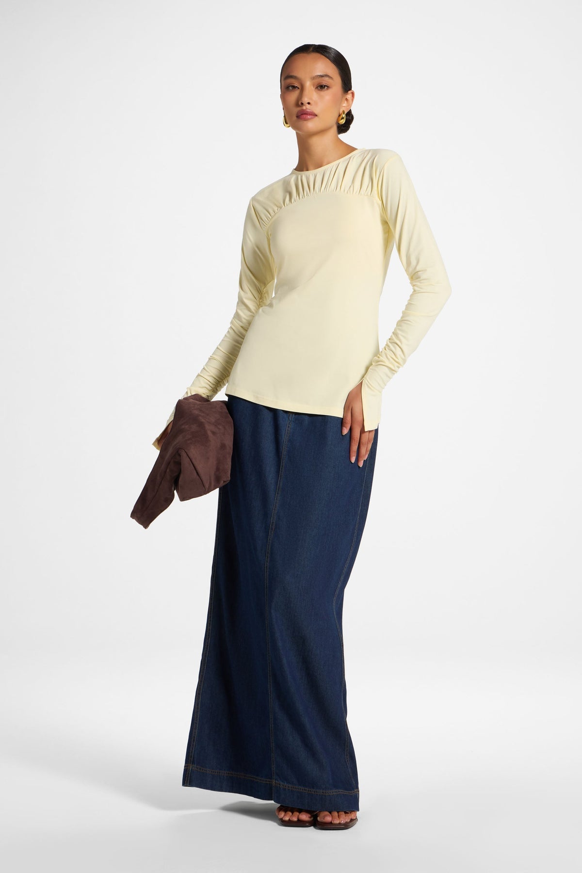 Ruched Sleeve Top - Butter Top Veiled 
