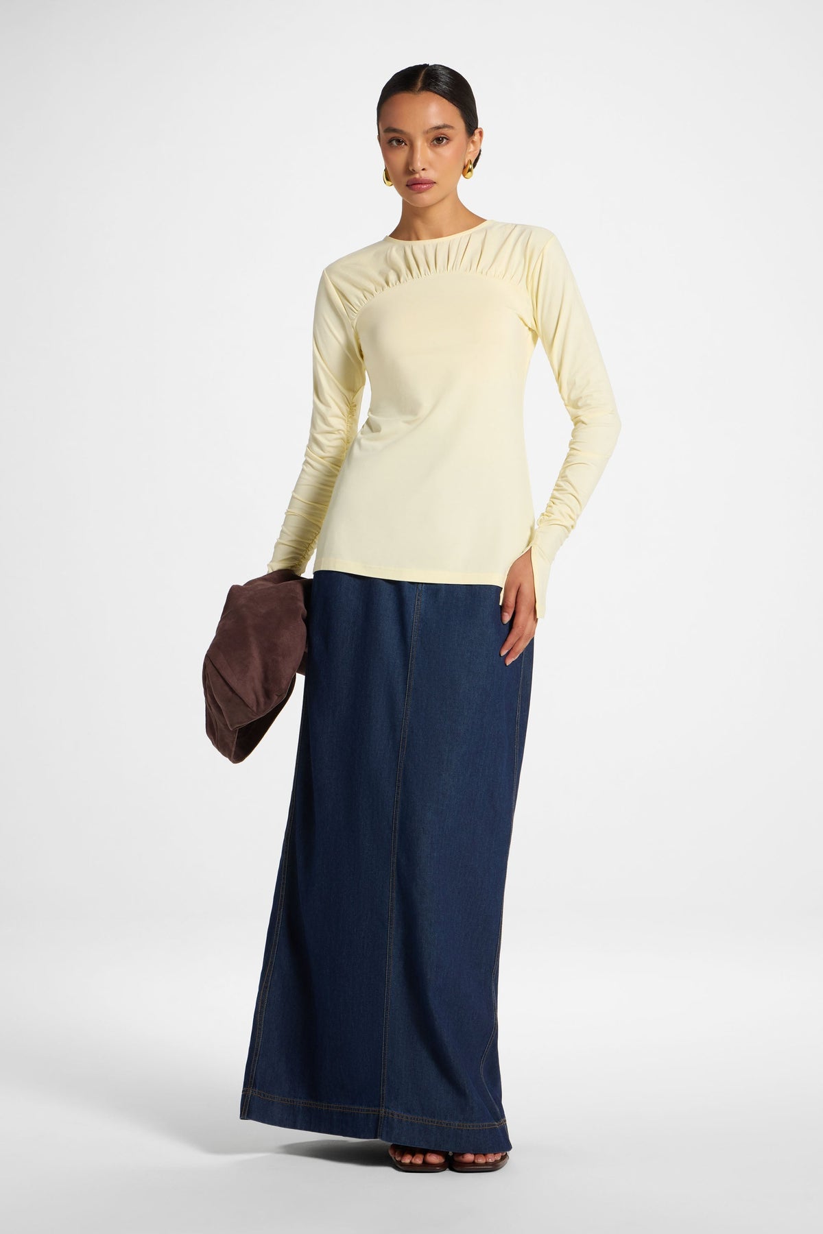Ruched Sleeve Top - Butter Top Veiled 