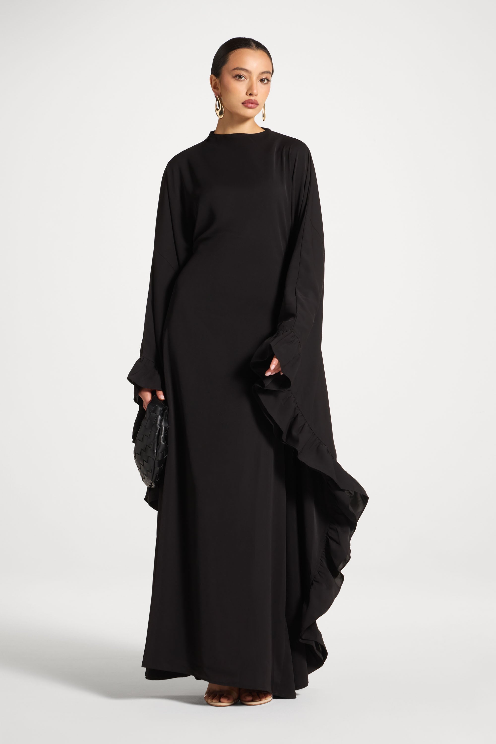 Ruffle Butterfly Abaya Dress - Black Abayas Veiled 