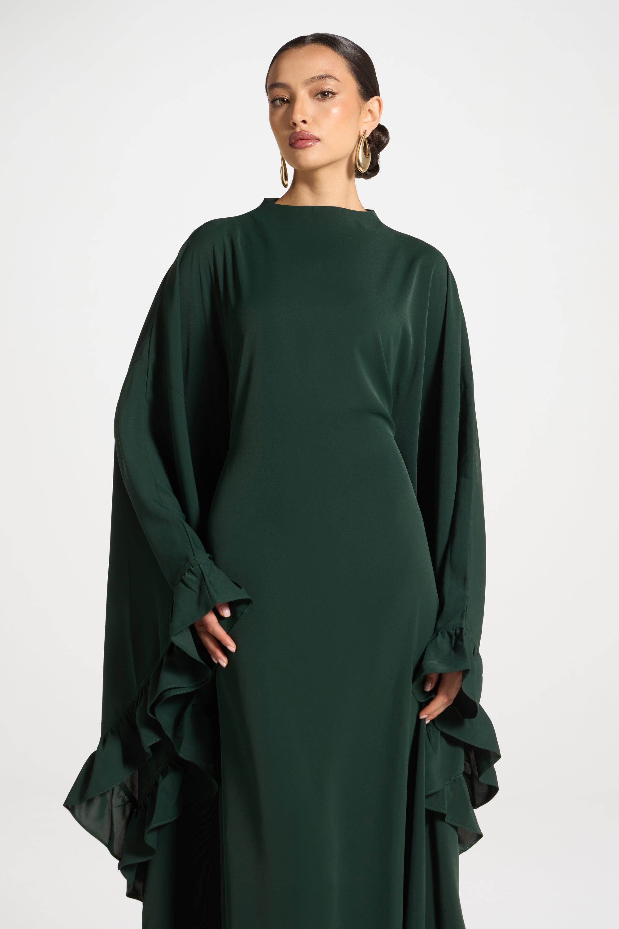 Ruffle Butterfly Abaya Dress - Emerald Abayas Veiled 