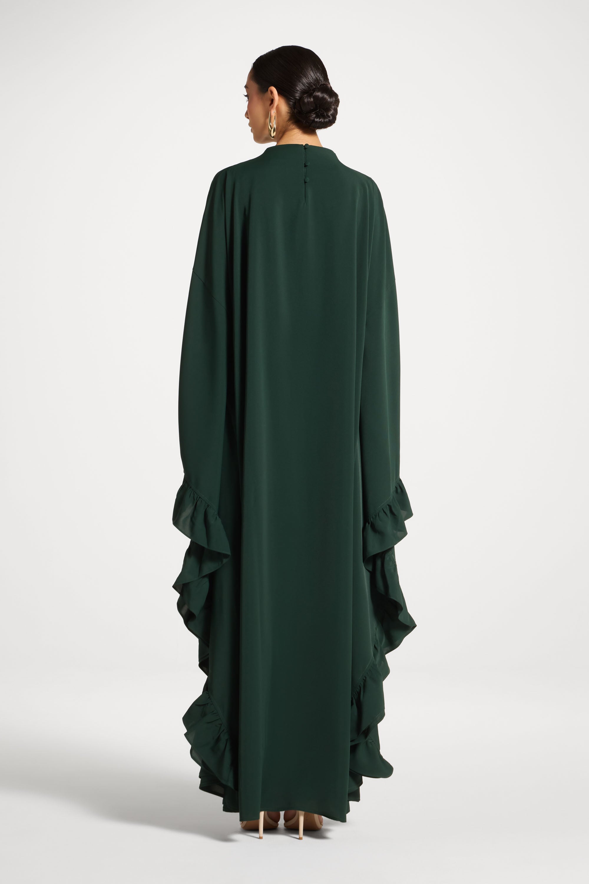 Ruffle Butterfly Abaya Dress - Emerald Abayas Veiled 