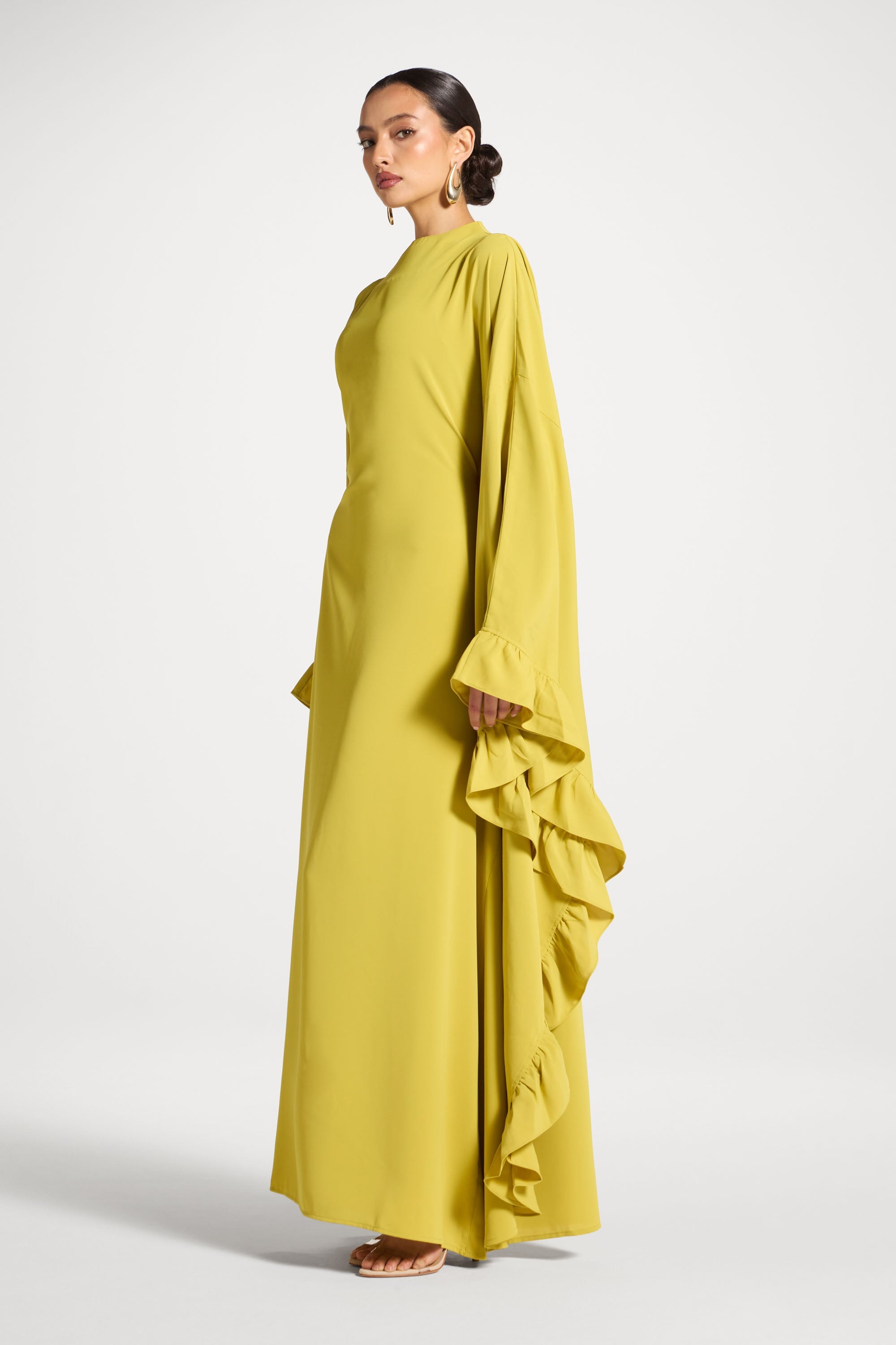 Ruffle Butterfly Abaya Dress - Mango Mint Abayas Veiled 