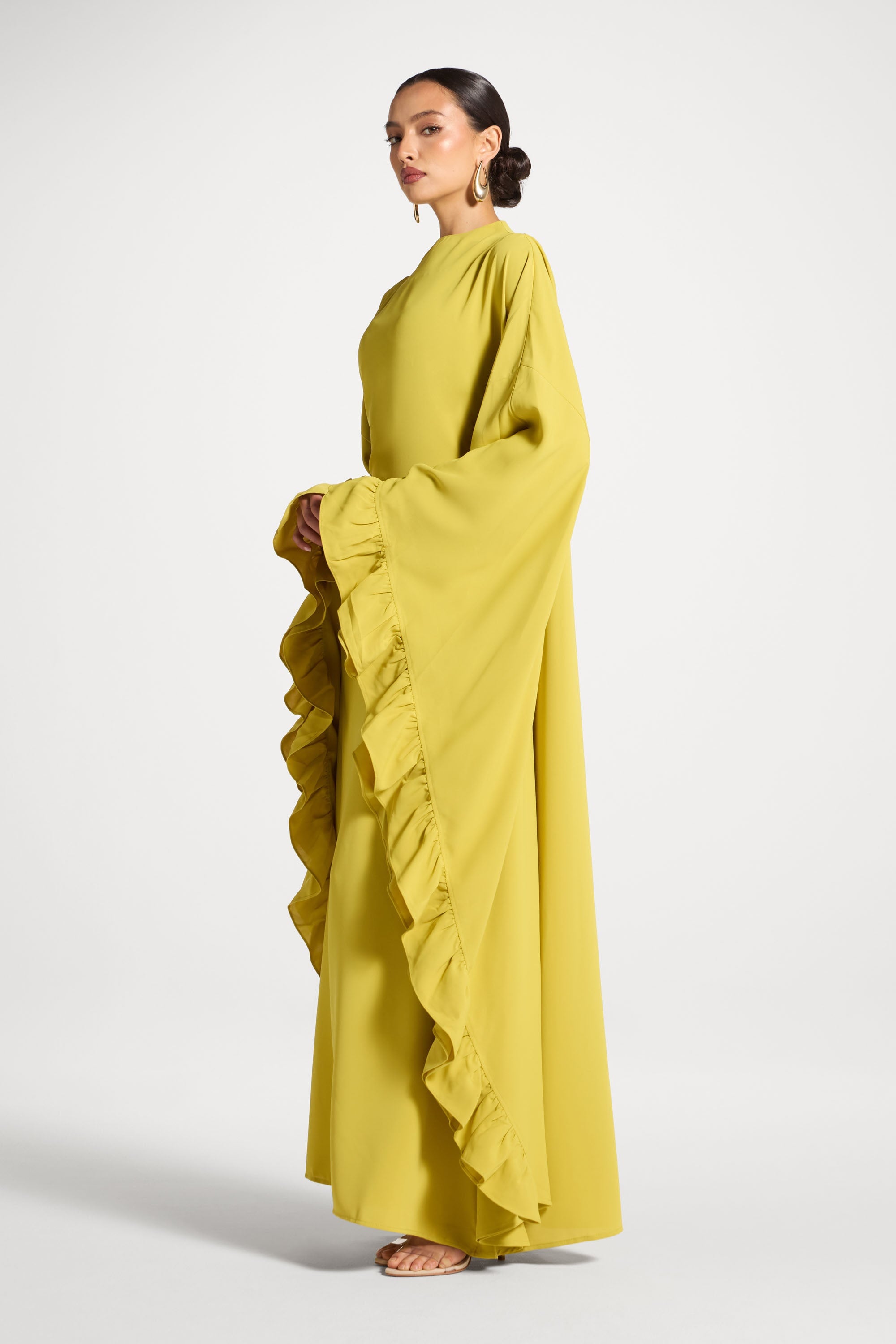 Ruffle Butterfly Abaya Dress - Mango Mint Abayas Veiled 