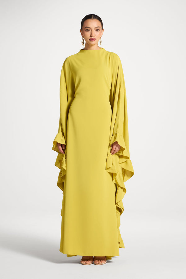 Ruffle Butterfly Abaya Dress - Mango Mint Abayas Veiled 