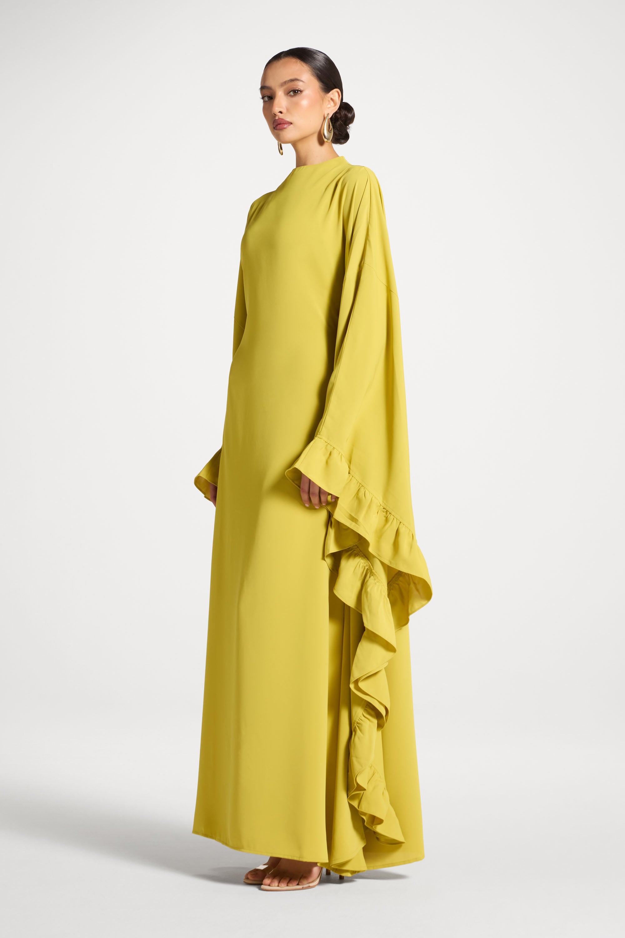 Ruffle Butterfly Abaya Dress - Mango Mint Abayas Veiled 