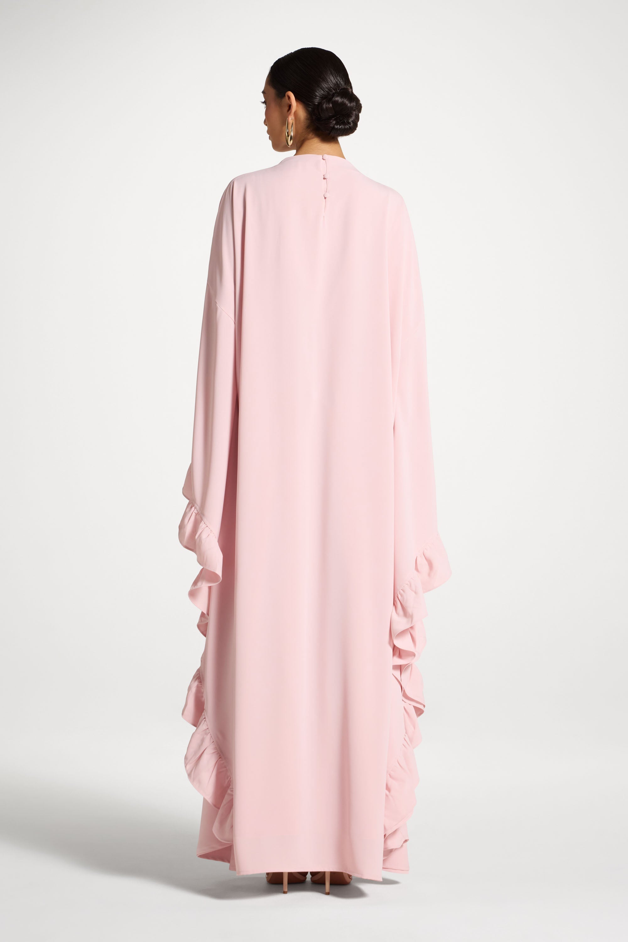 Ruffle Butterfly Abaya Dress - Pastel Pink Abayas Veiled 