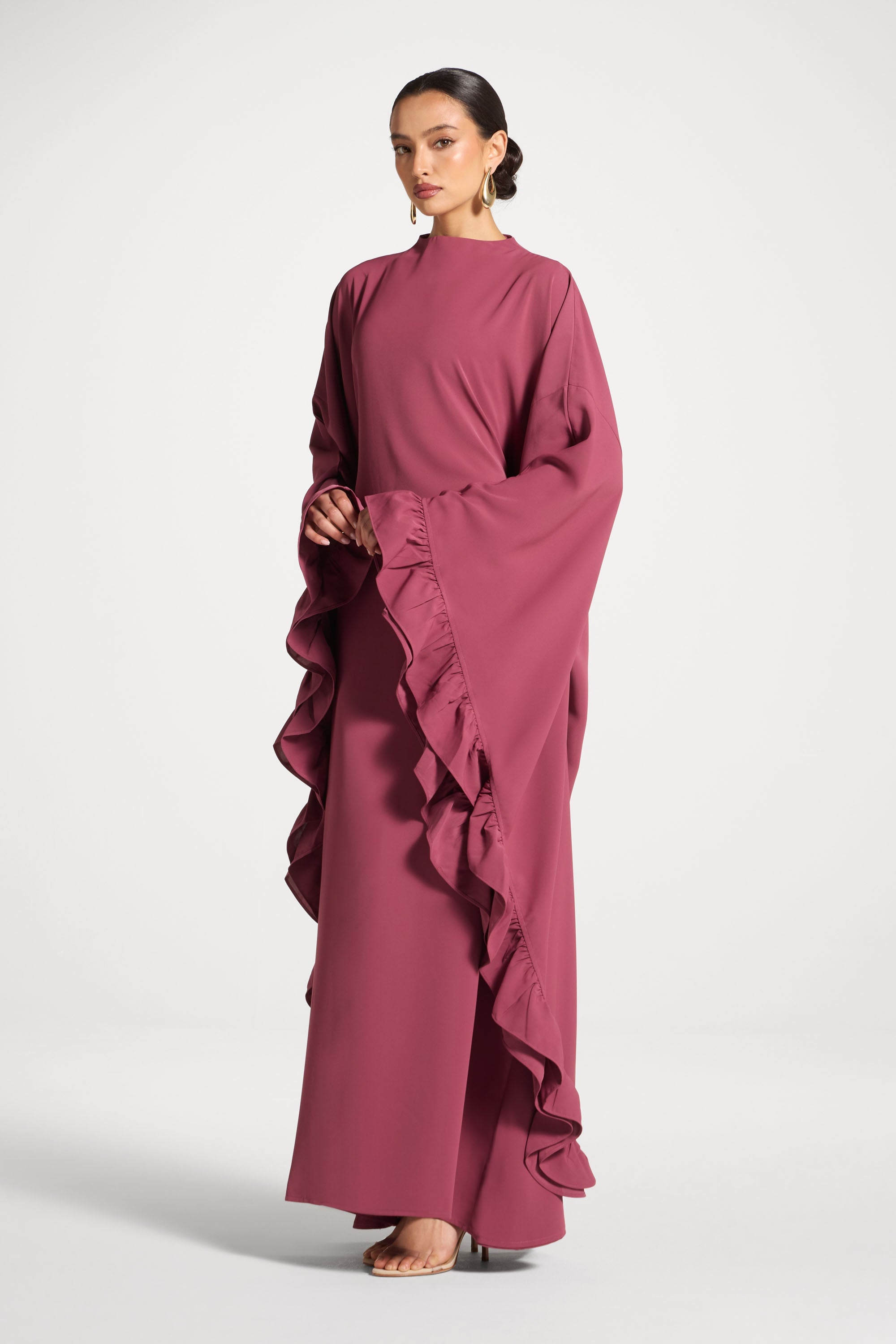 Ruffle Butterfly Abaya Dress - Rose Abayas Veiled 