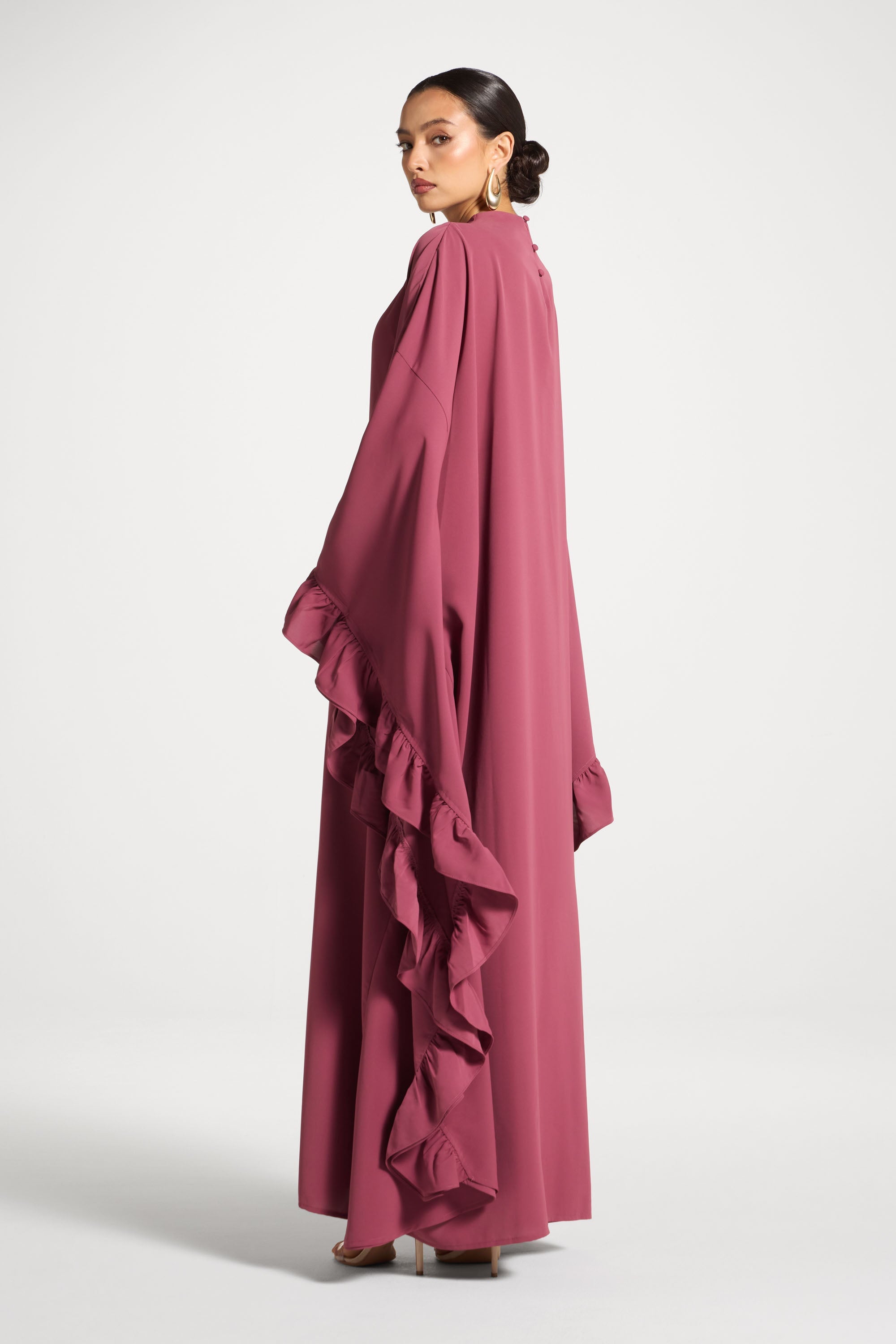 Ruffle Butterfly Abaya Dress - Rose Abayas Veiled 
